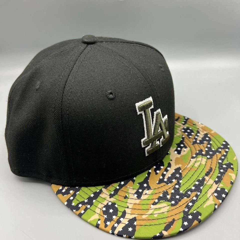 New Era Los Angeles LA Dodgers Hat Men 7 3/4 Black Camo MLB Fitted Size ONE SIZE - 4 Thumbnail