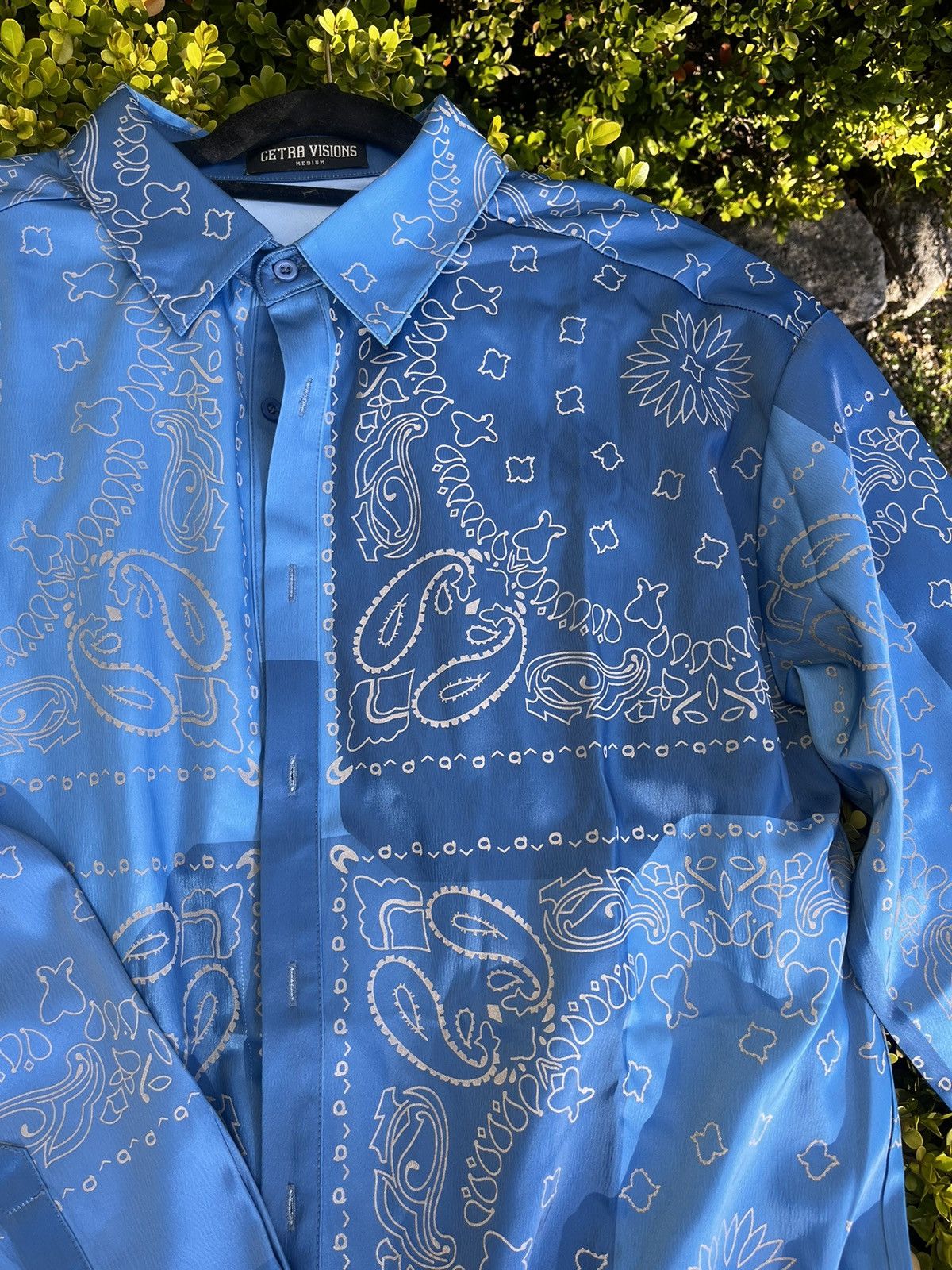Marino Morwood Cetra vision Paisley blue reflective button up Size US M / EU 48-50 / 2 - 5 Thumbnail