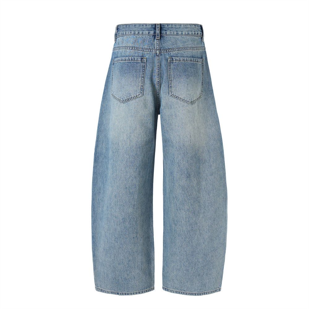 Jean Men's trendy retro loose punk washed distressed jeans Size US 32 / EU 48 - 2 Thumbnail