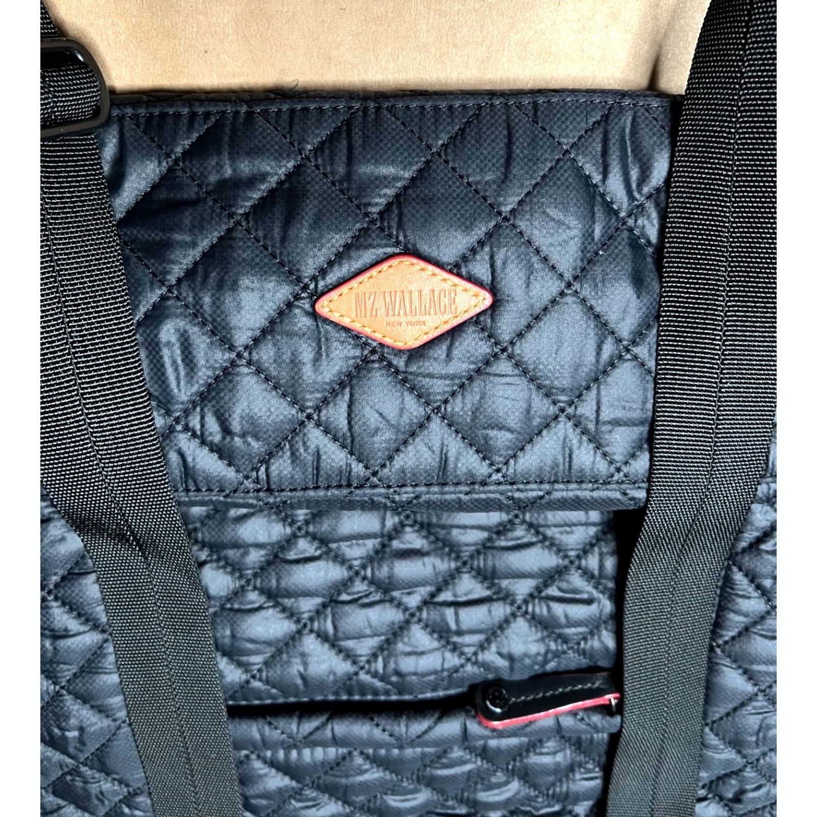 MZ Wallace MZ Wallace Metro Convertible Backpack Tote Medium Black Quilted Nylon Shoulder Bag Size ONE SIZE - 5 Thumbnail