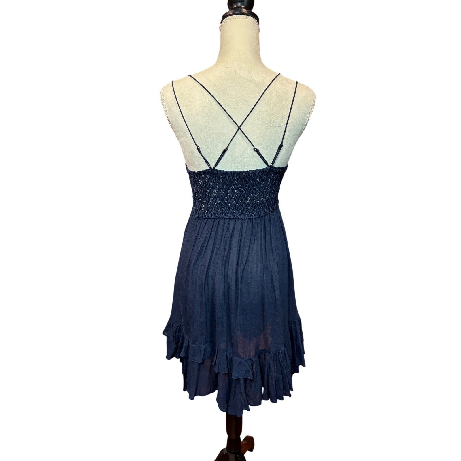 Free People Free People Adella Navy Lace Slip Mini Dress Boho Size S Size S / US 4 / IT 40 - 7 Thumbnail