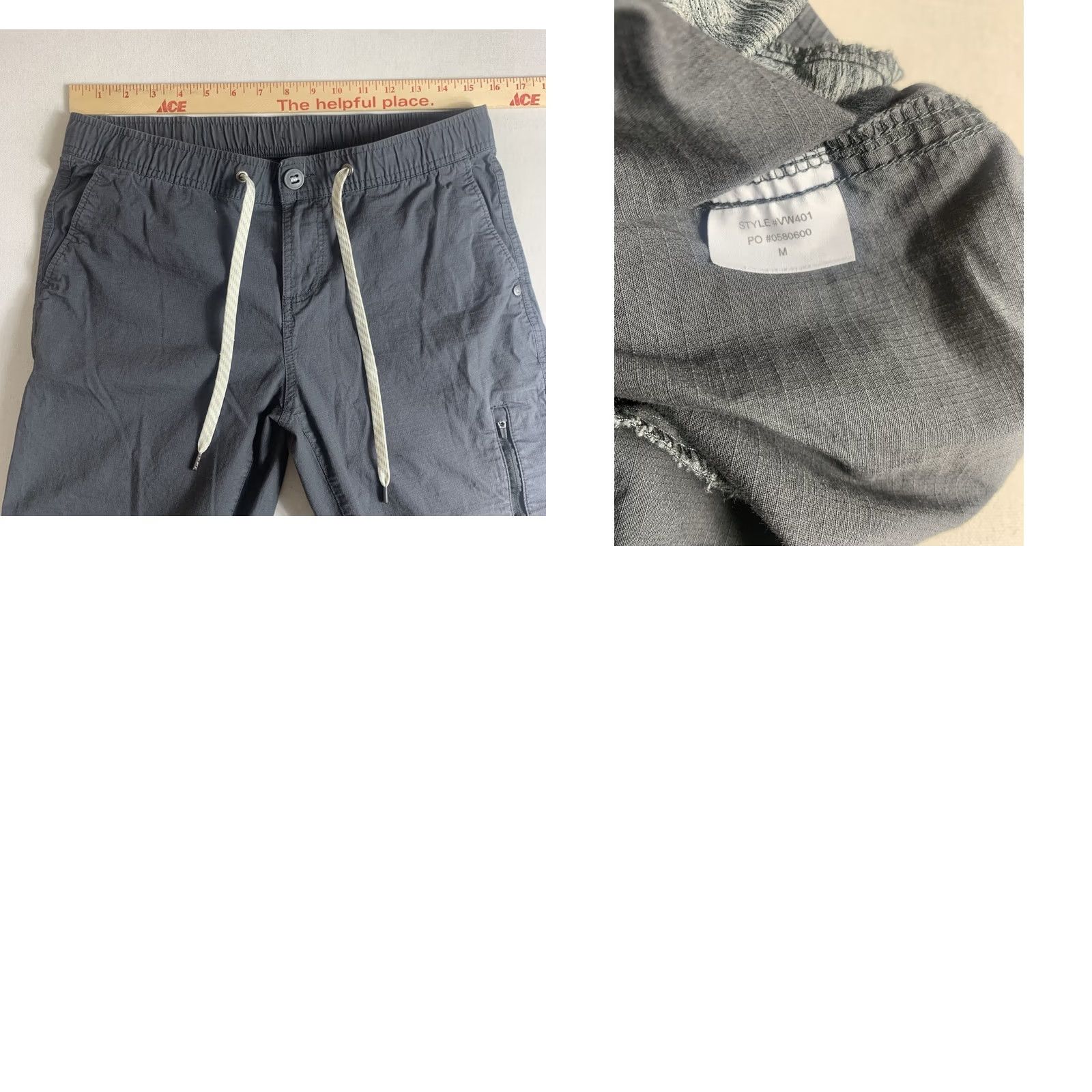 Vuori Vuori Pants Mens Medium Gray Ripstop Elastic Waist Casual VW401 Fits 30x28 Size US 31 - 8 Thumbnail