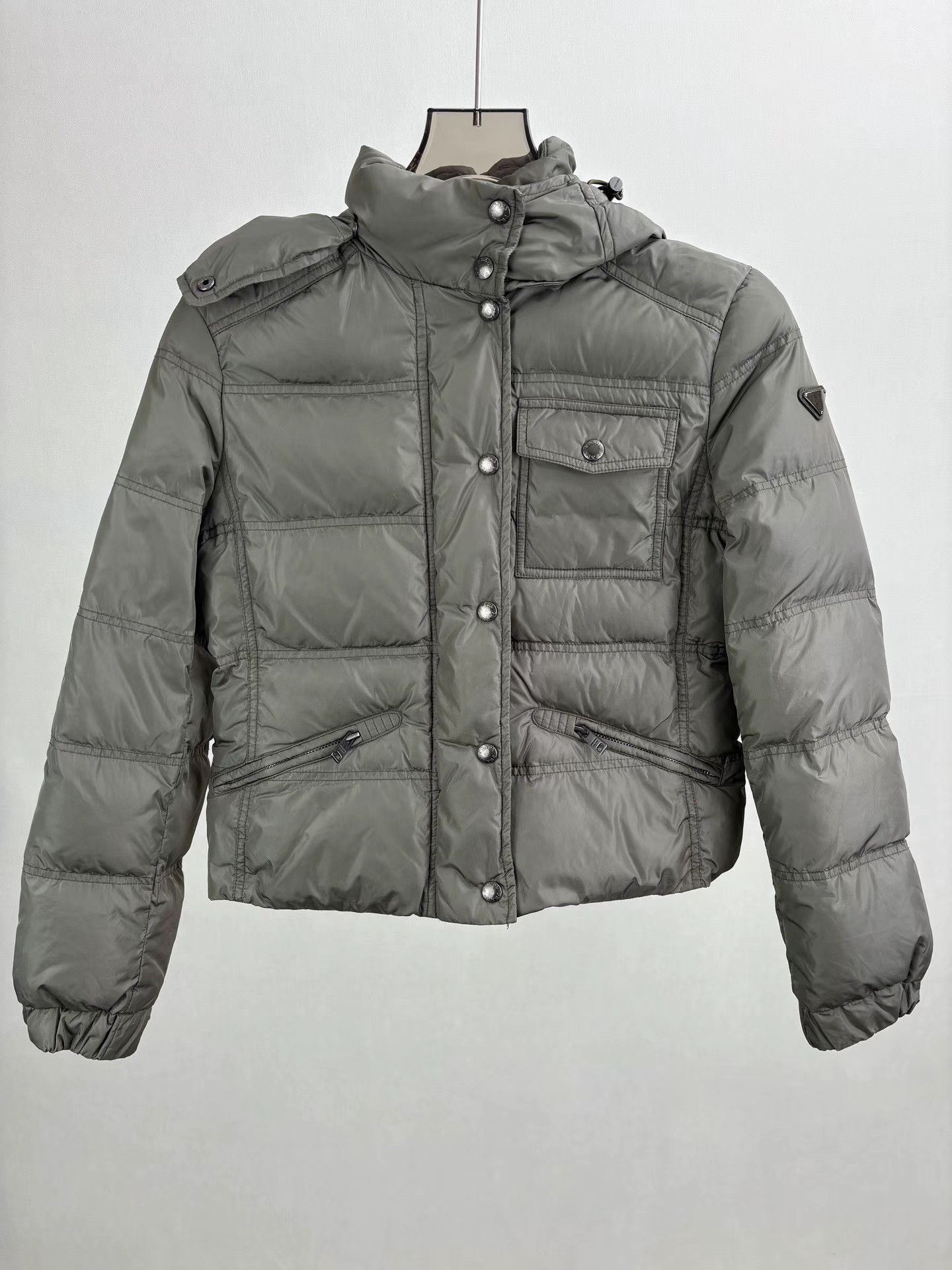 Prada PRADA Khaki Green Triangle Logo Down Jacket Size XS / US 0-2 / IT 36-38 - 1 Thumbnail