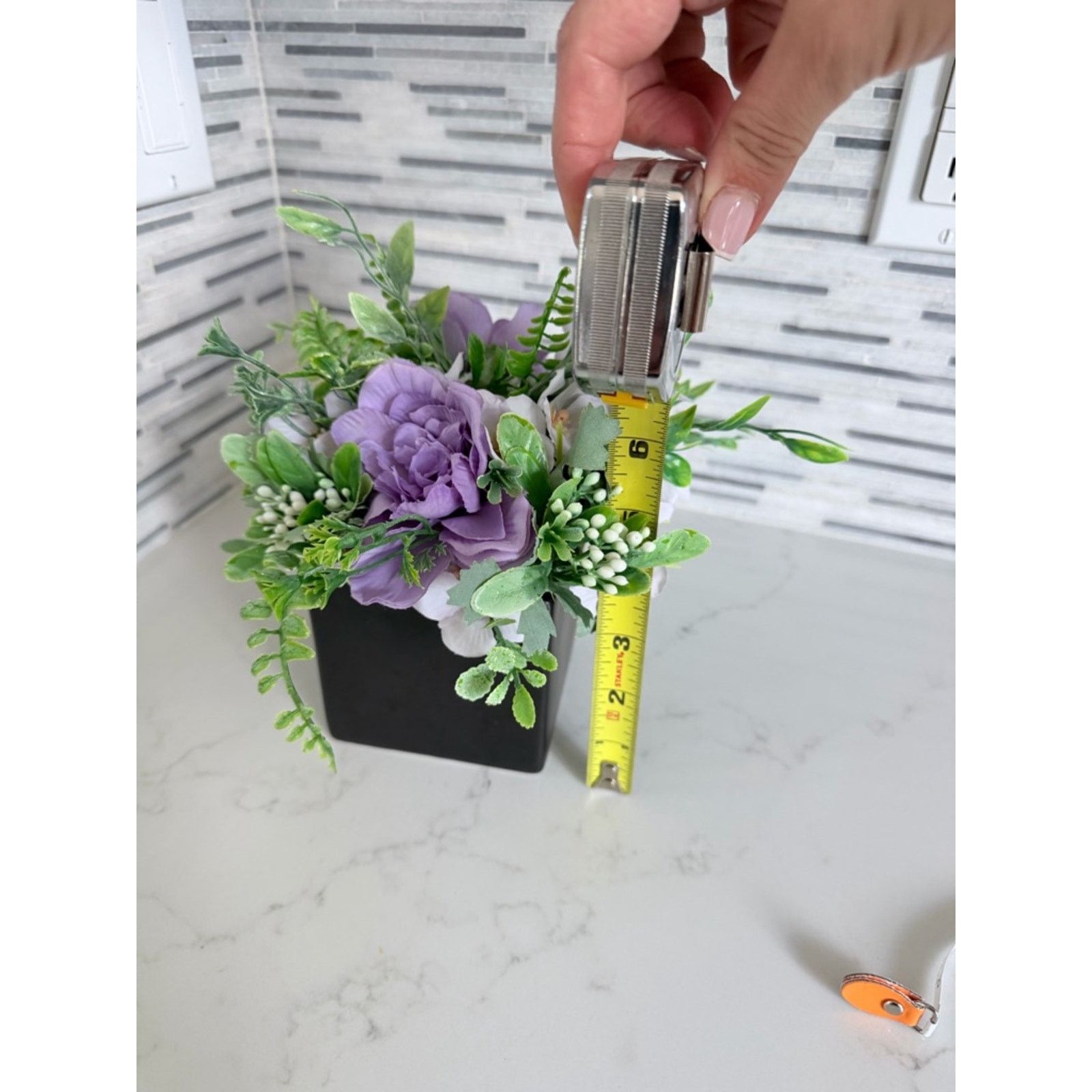 Other Artificial Lavender Peony Tabletop Arrangement in Black Vase Size ONE SIZE - 3 Thumbnail