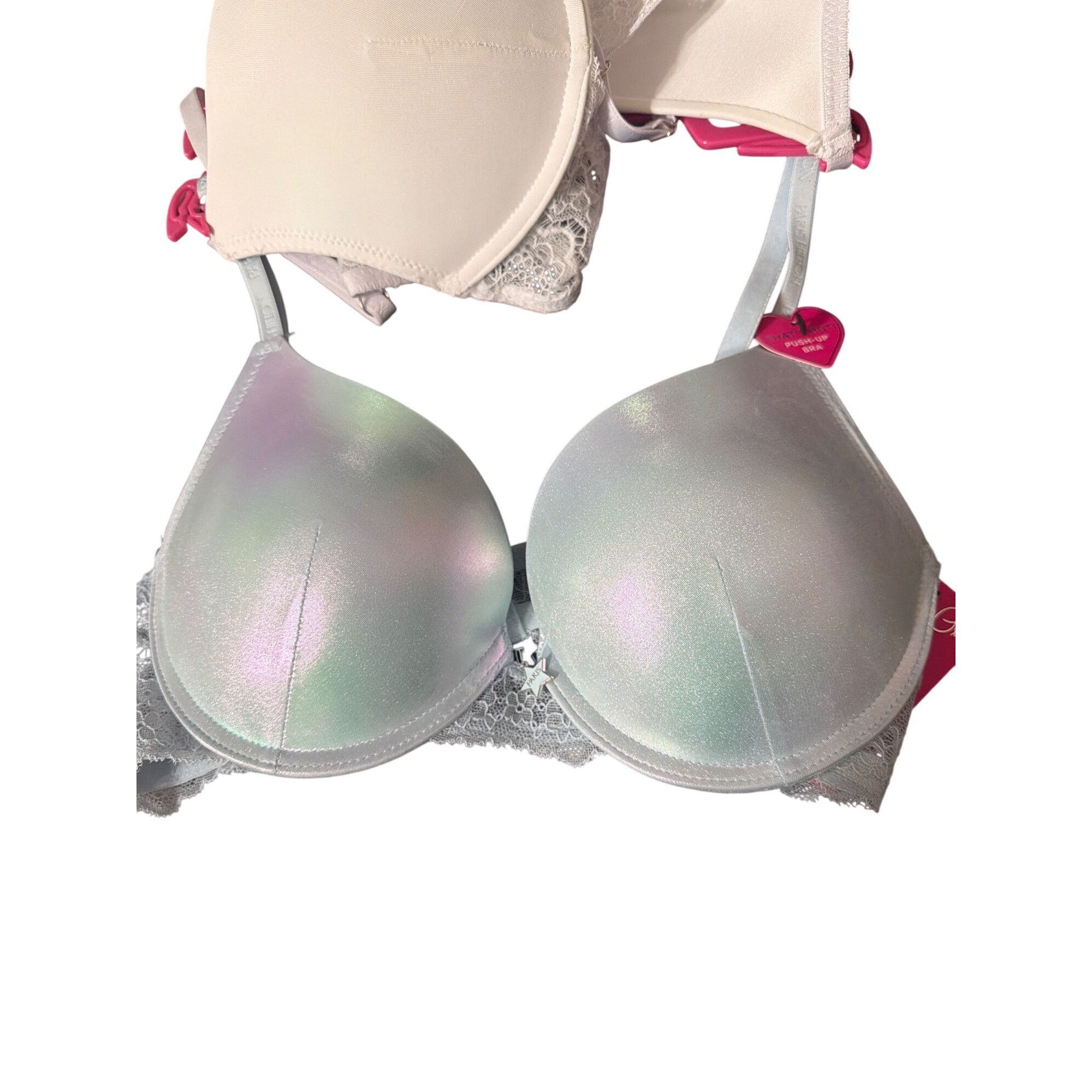 Other Paris Hilton Push Up Bras Set Of 2 White Iridescent Skywriti Size ONE SIZE - 4 Thumbnail