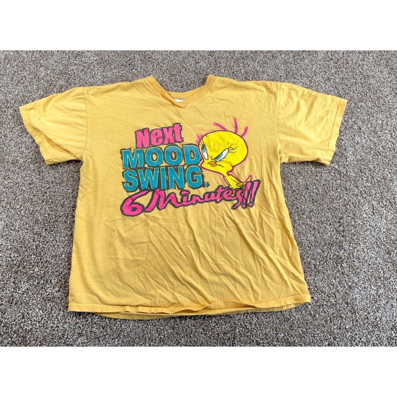 Vintage VINTAGE VTG Looney Tunes Tweety Bird Mood Swing T-Shirt Adult Large Dark Yellow Cotton Size US L / EU 52-54 / 3 - 2 Thumbnail