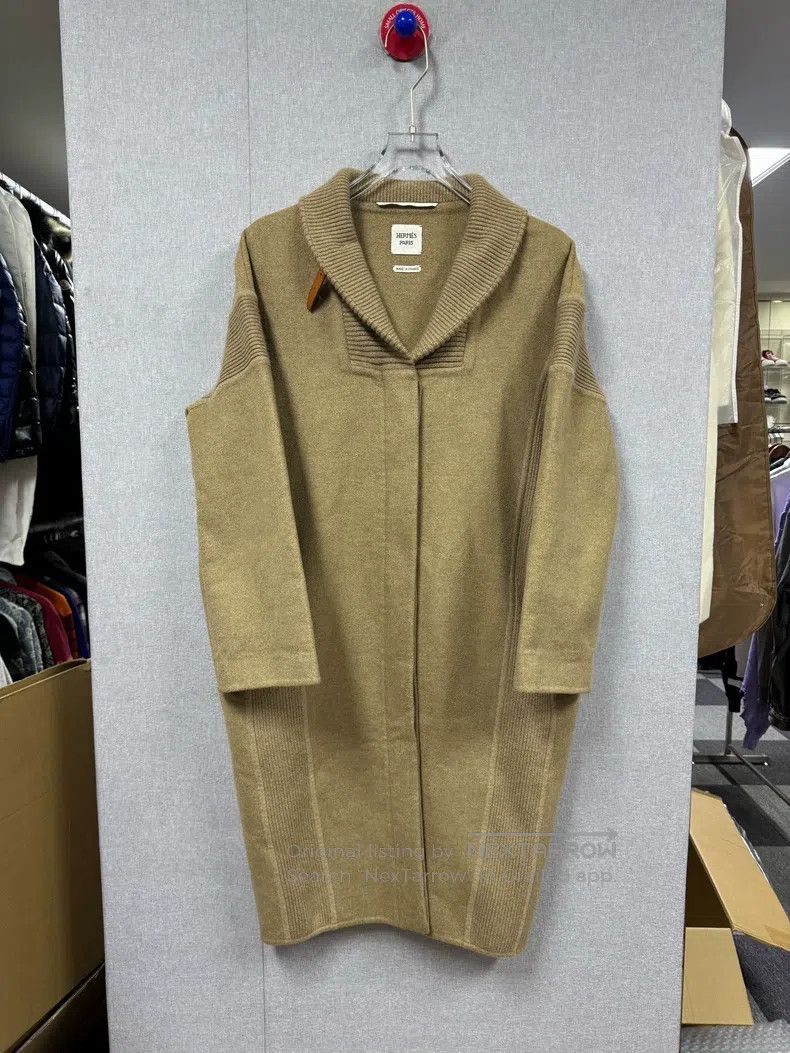 Hermes Camel Leather and Fur Oversized Coat