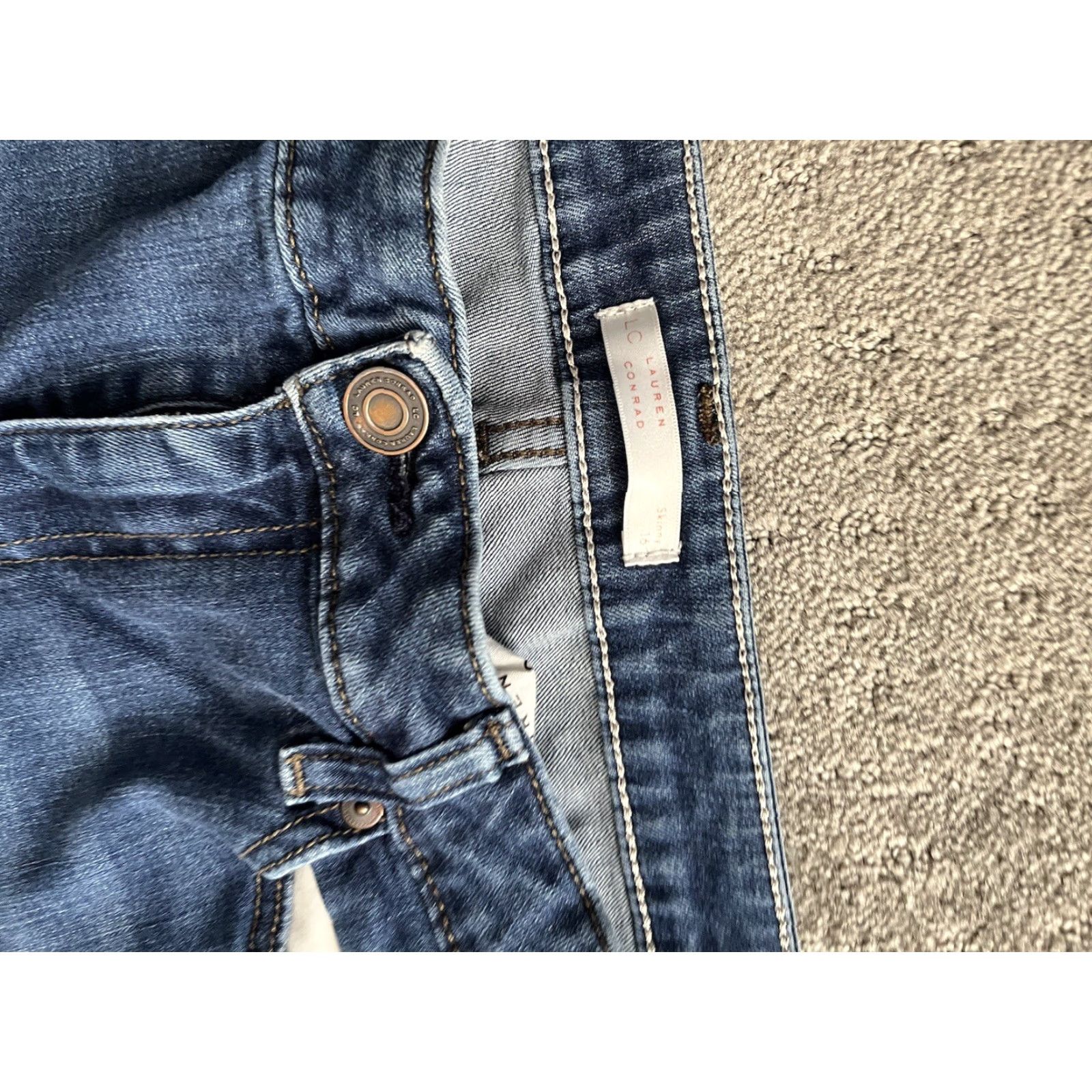 Vintage LC Lauren Conrad Jeans Modern Straight Distressed Denim 30x26 Blue Women's Size 6 Regular Stretch Size 28" / US 6 / IT 42 - 5 Thumbnail