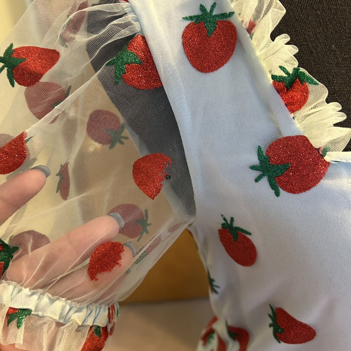 Other Smak Parlour light blue sheer mesh overlay strawberries S Size S / US 4 / IT 40 - 5 Thumbnail