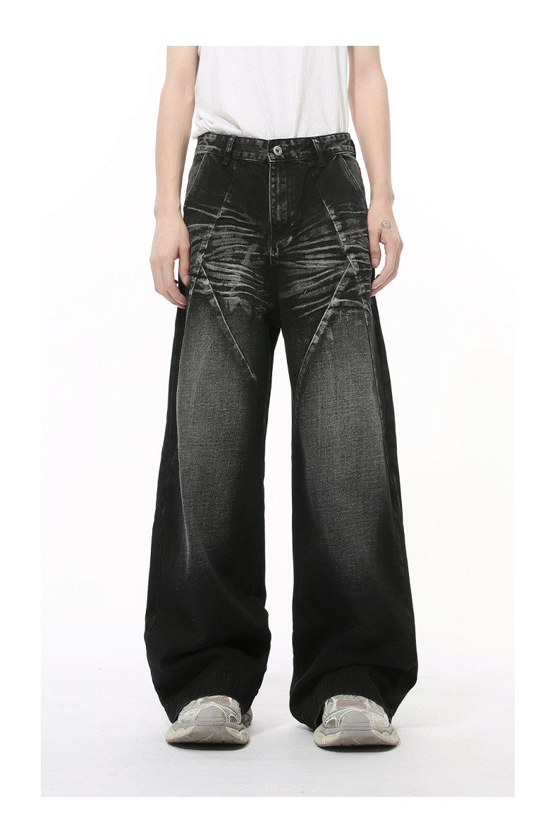 Japanese Brand × Jean American high street washed pattern patchwork straight jeans Size US 32 / EU 48 - 1 Thumbnail