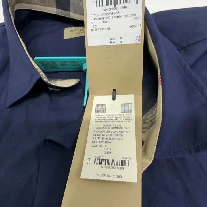 Burberry Burberry Burberry Men's Navy Long Sleeve Shirt-2507 Size US S / EU 44-46 / 1 - 5 Thumbnail