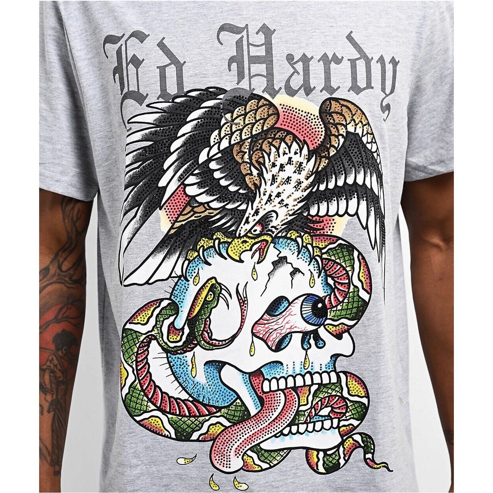 Ed Hardy Ed Hardy Men's T-Shirt Rhinestone Battle Skull Eagle Tee Size US S / EU 44-46 / 1 - 7 Thumbnail