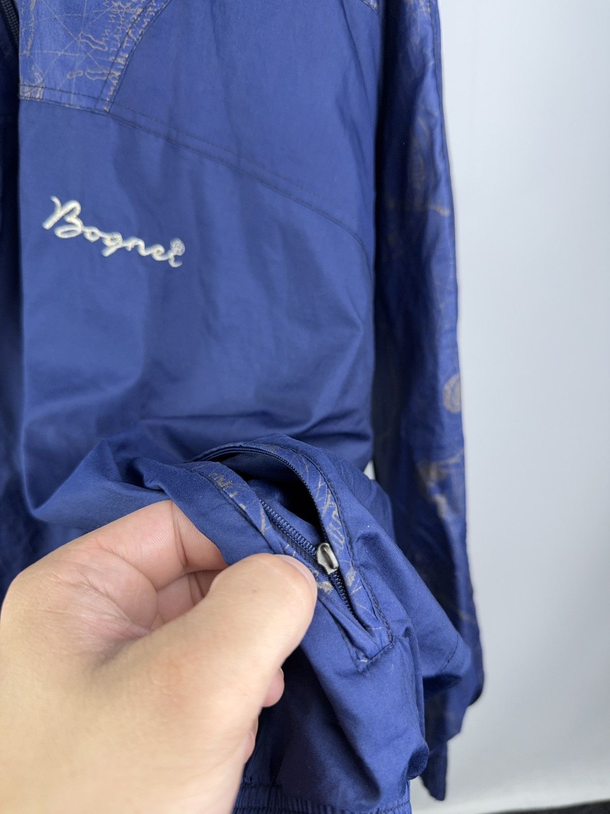 Bogner Vintage Bogner Map Print Windbreaker Jacket Navy Blue L Size US L / EU 52-54 / 3 - 4 Thumbnail
