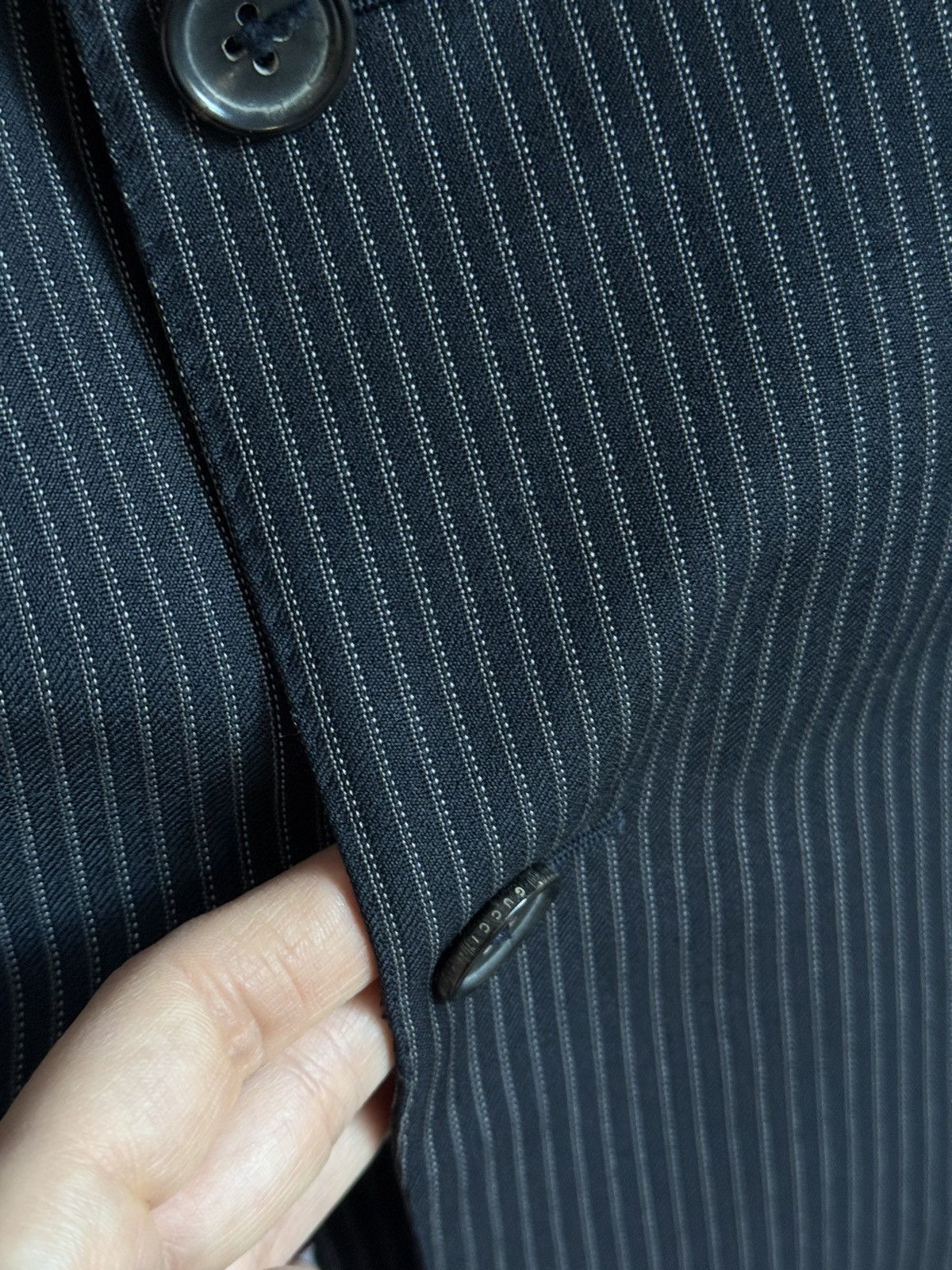 Gucci × Tom Ford × Vintage Gucci Vintage Wool Dark Navy Striped Blazer Jacket Size 50R - 3 Thumbnail