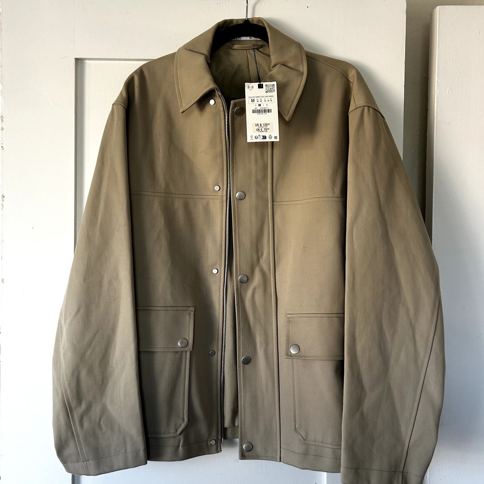 Zara NWT Men's ZARA heavy duty beige canvas Jacket Size US M / EU 48-50 / 2 - 1 Thumbnail
