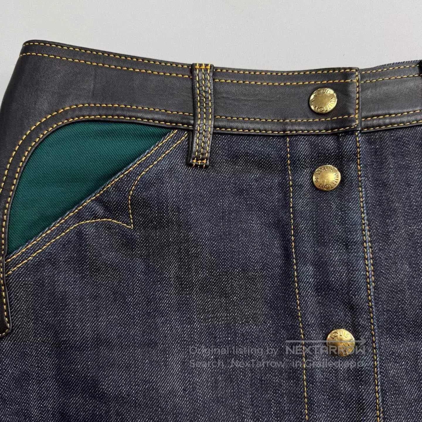 Louis Vuitton Louis Vuitton Blue Denim Skirt with Gold Buckle. Size US 34 / EU 50 - 7 Thumbnail