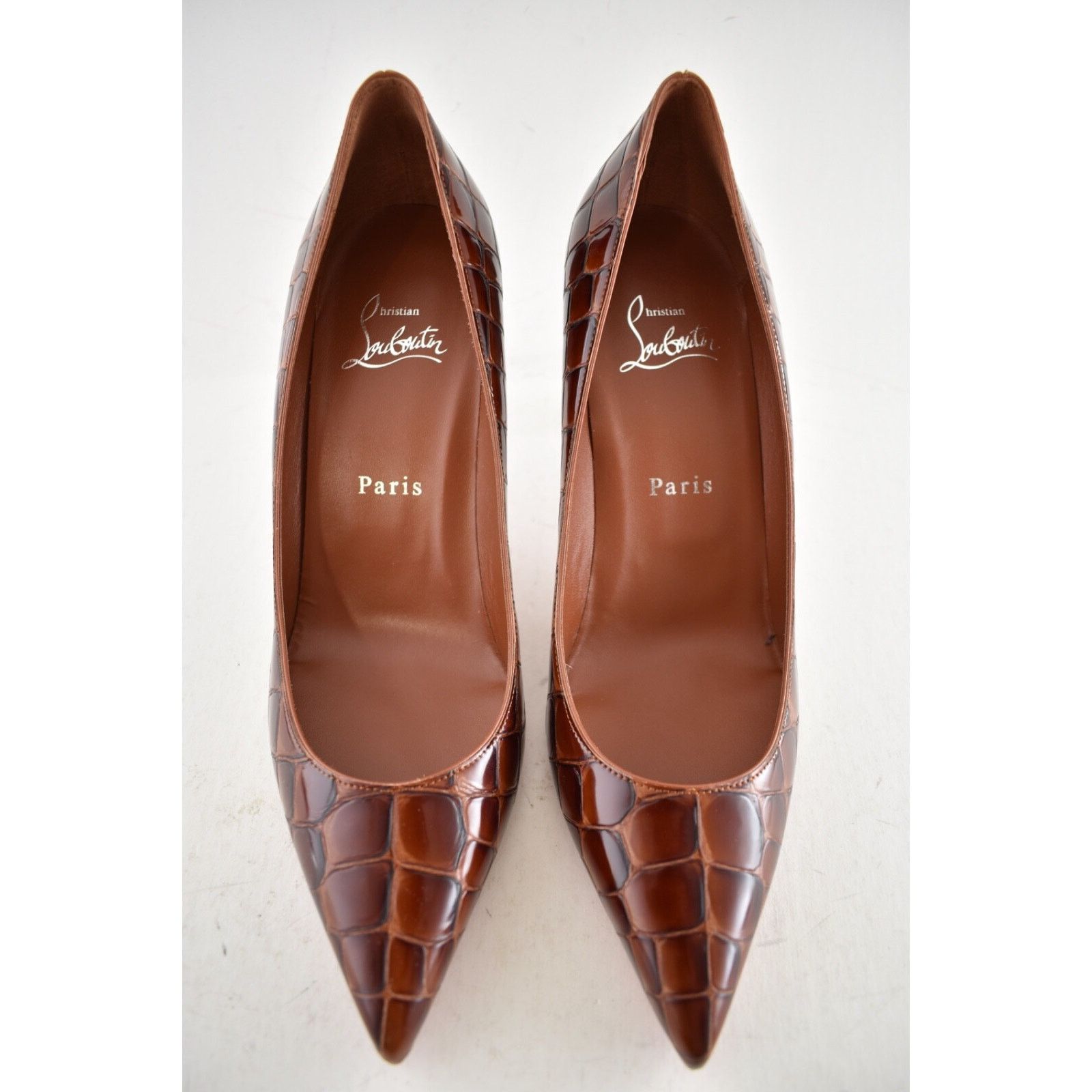 Christian Louboutin Christian Louboutin Kate 85 Brown Acajou Calf Ali Croc Size US 8 / IT 38 - 9 Thumbnail