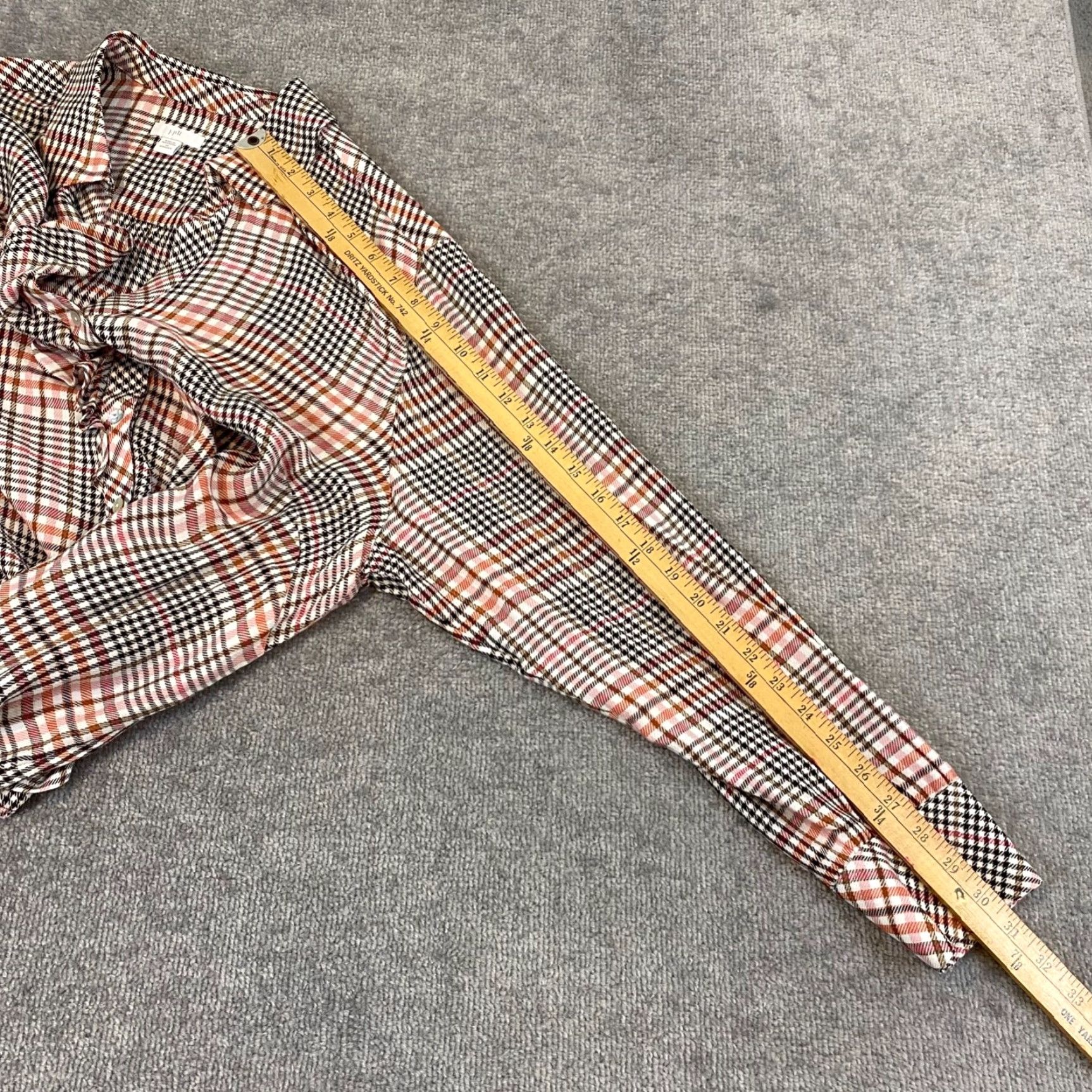 J. Jill J. JILL Shirt Womens 2X Gray Pink Plaid Button Up Ruffled Long Sleeve Tunic Top Size XXL / US 16-18 / IT 52-54 - 7 Thumbnail