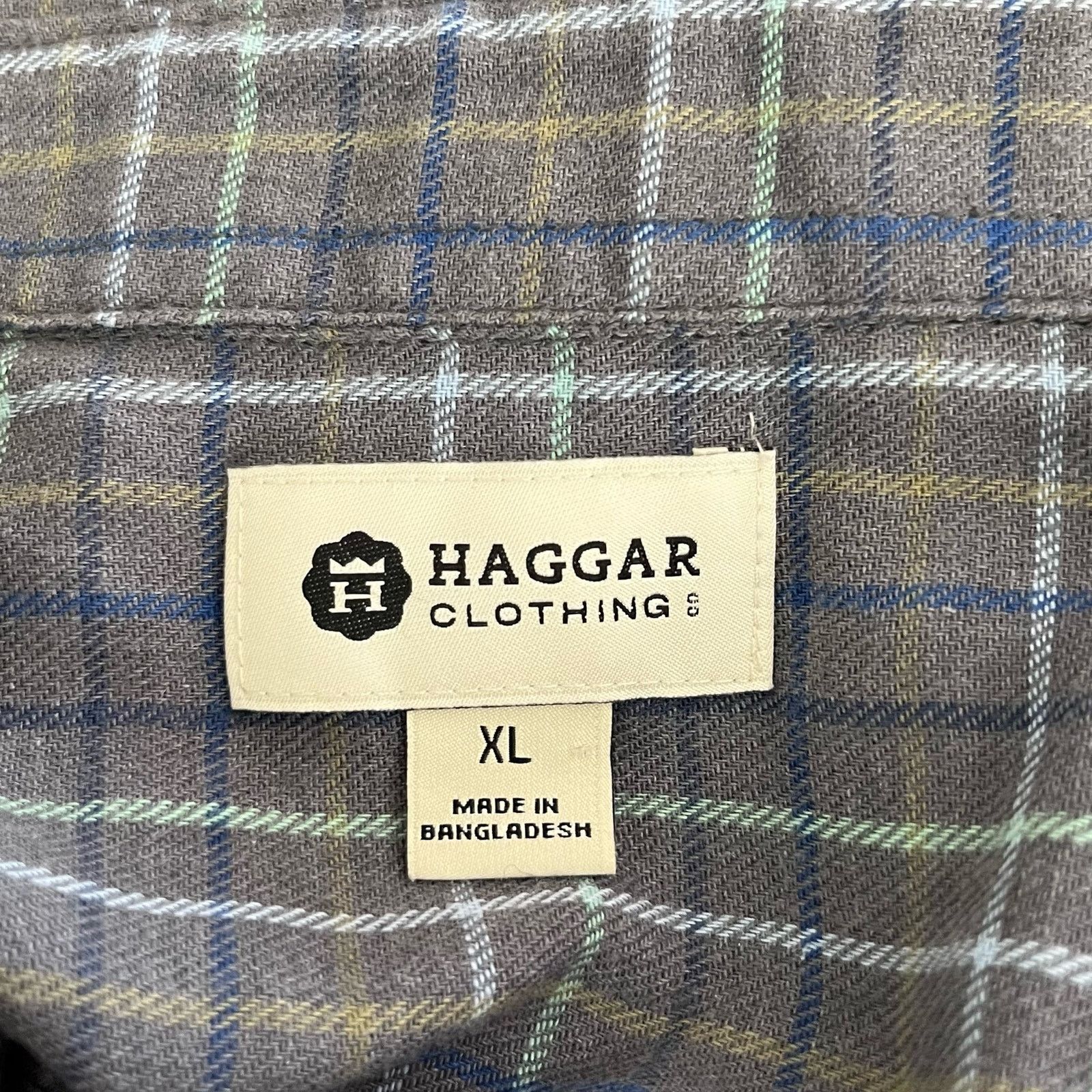 Flannel Haggar Long Sleeve Gray Button Front Plaid Flannel Shirt Size US XL / EU 56 / 4 - 3 Thumbnail