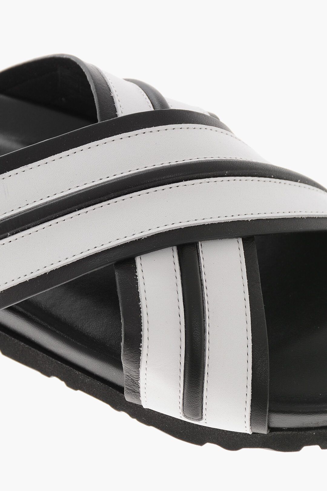 Palm Angels og1mm0226 Leather Sandals in Black & White Size US 12 / EU 45 - 4 Thumbnail
