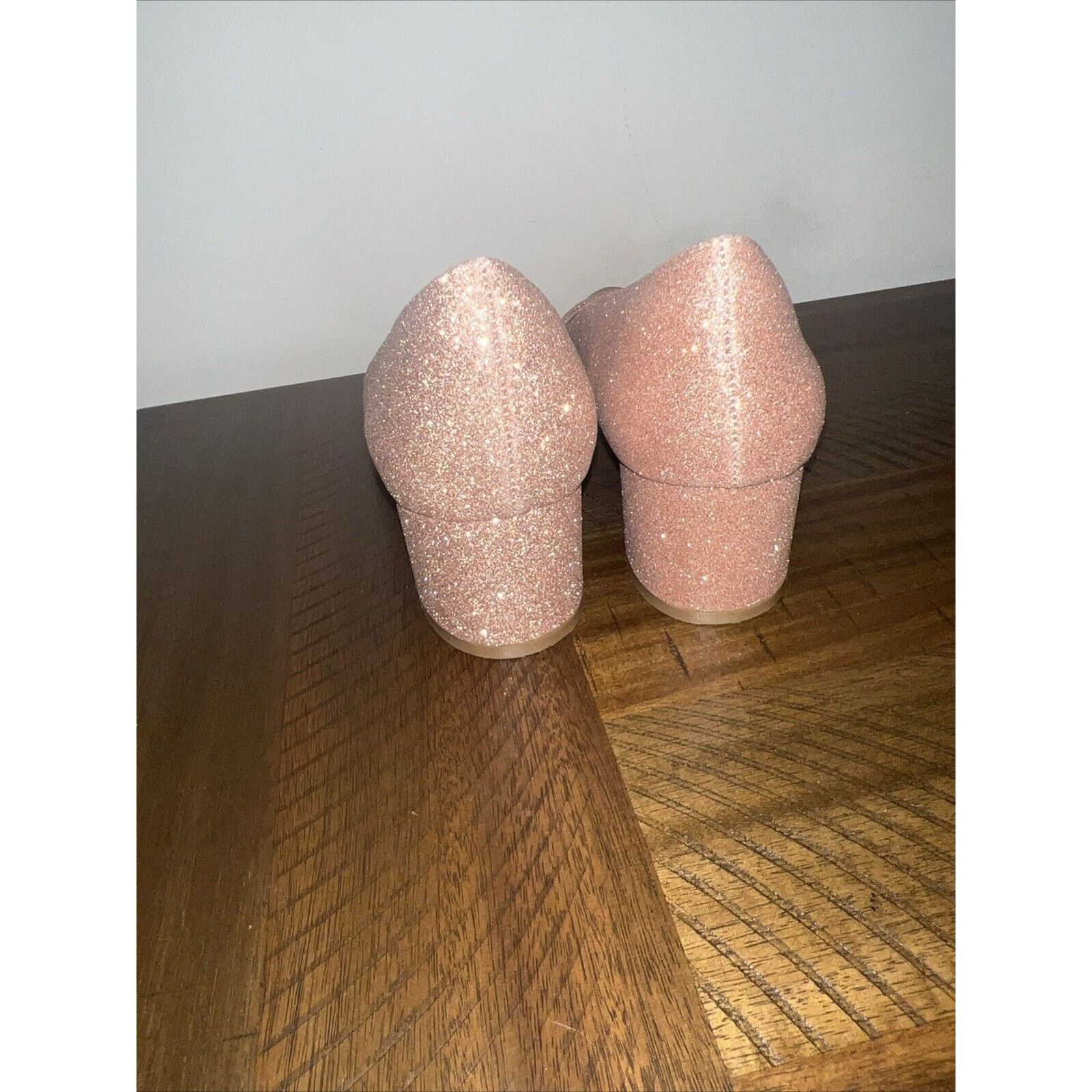 Dreamville Dream Pairs Wedge Heels Women's 7 Pink Glitter Pointed Toe Size US 7 / IT 37 - 4 Thumbnail