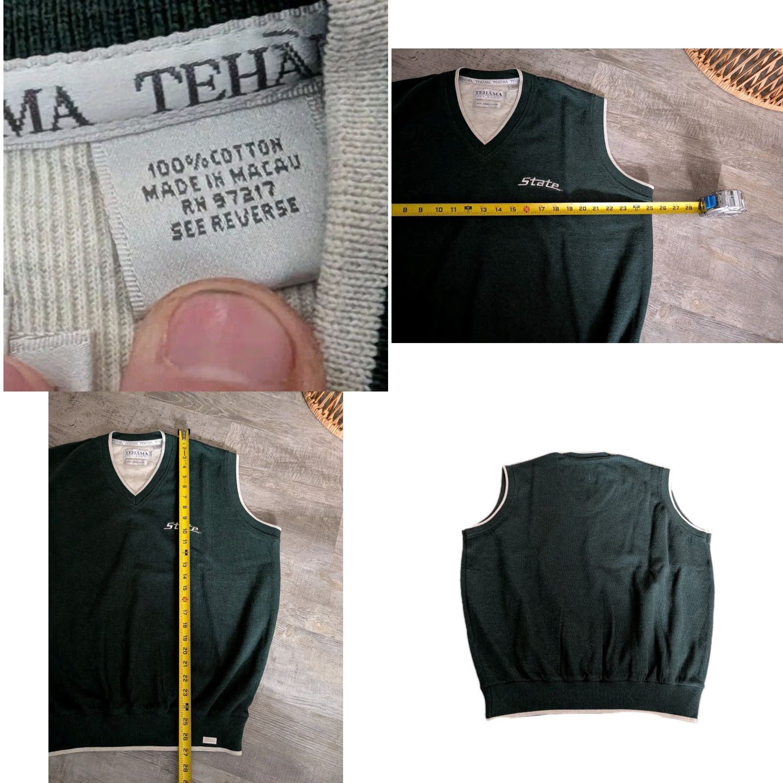 Vintage VINTAGE Tehama MSU Spartans Sweater Vest Size L Green NCAA Basketball 90s Mens Size US L / EU 52-54 / 3 - 8 Thumbnail