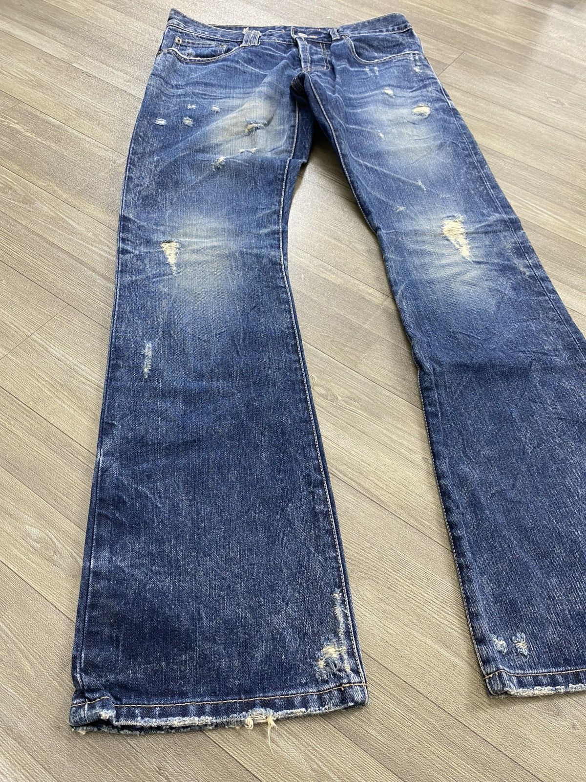 If Six Was Nine 2000s Dot & Stripe Distressed Punk Lgb Style Flared Jeans Size US 30 / EU 46 - 3 Thumbnail