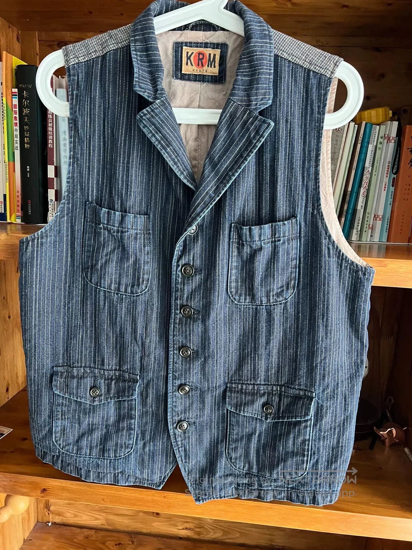 Blue Blue Japan vintage blue striped work vest by KRM. Size US L / EU 52-54 / 3 - 3 Thumbnail