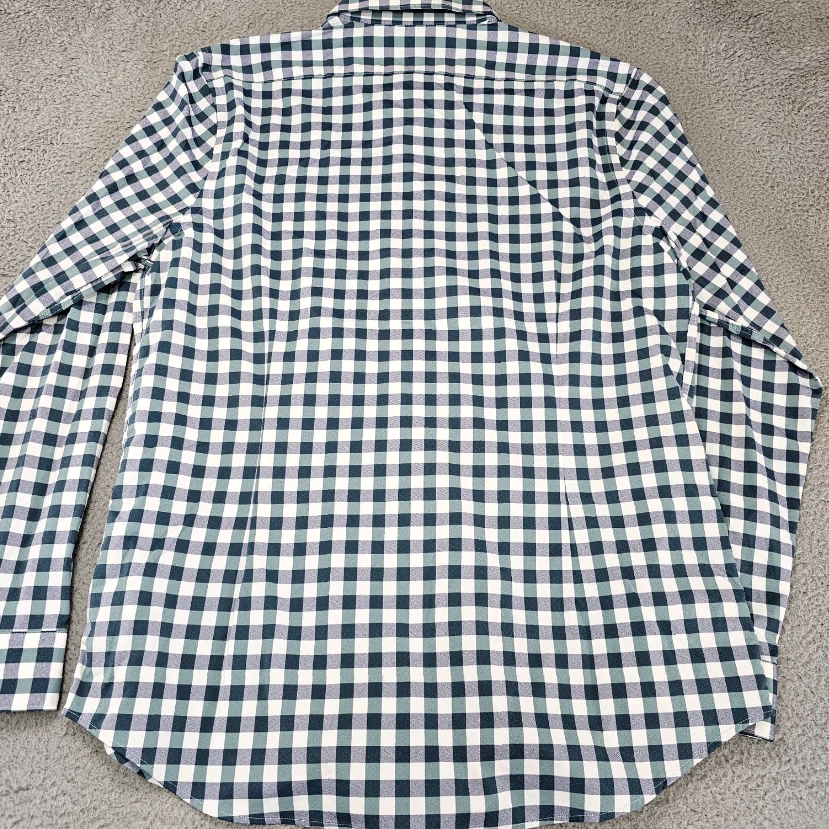 Express Express Shirt Men L Teal Check Button-Up Knit Cotton Long Sleeve Size US L / EU 52-54 / 3 - 7 Thumbnail