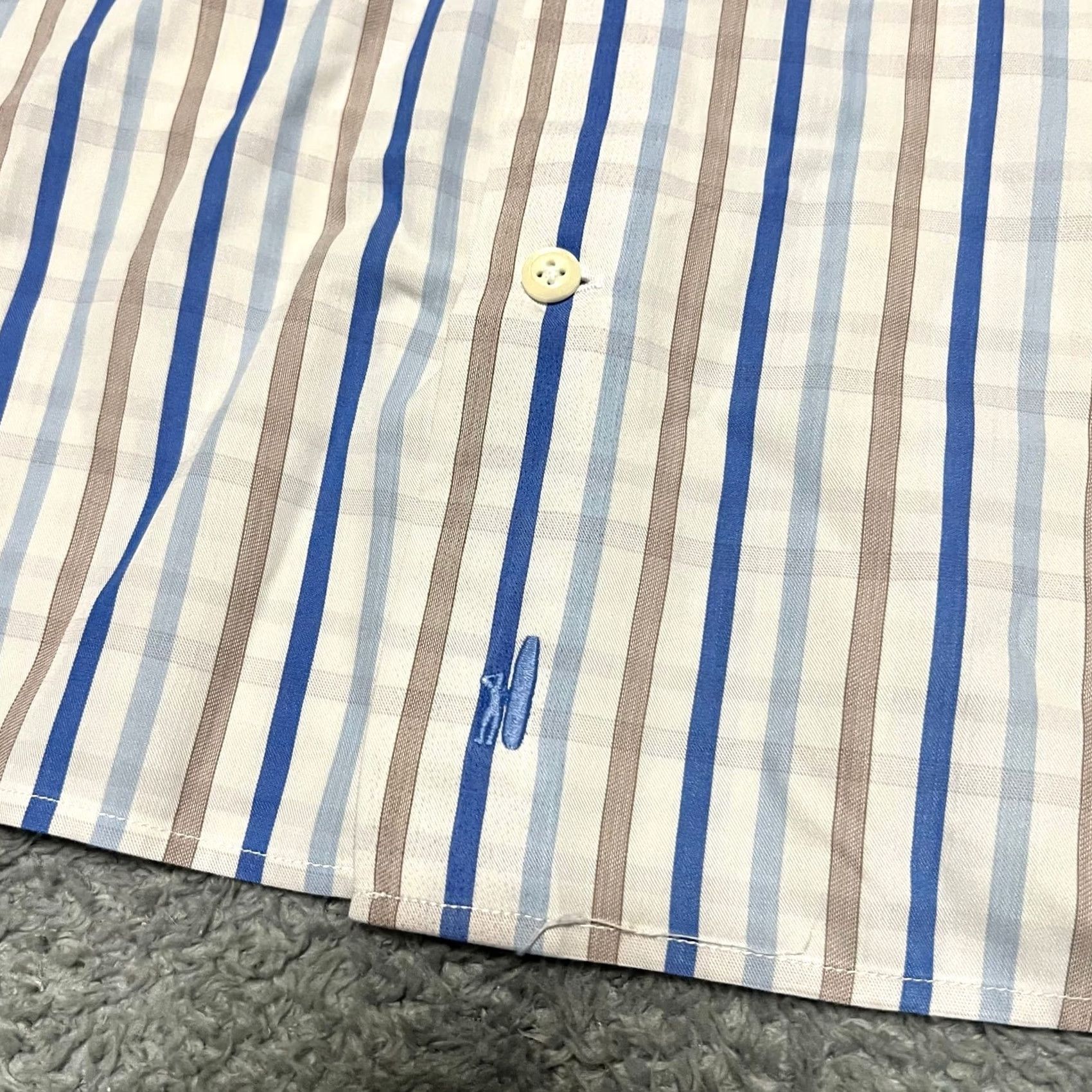 johnnie-O Johnnie-O Shirt Mens Large Performance Blue Striped Long Sleeve Button Regular Formance Blue Mens L Shirt Size US L / EU 52-54 / 3 - 3 Thumbnail