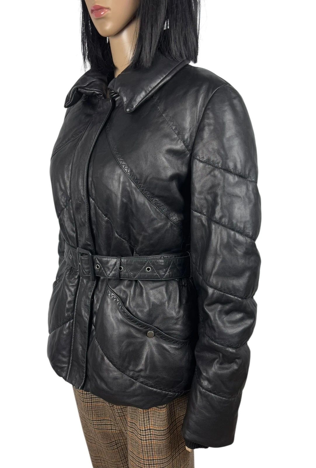 Orwell Genuine Leather Down Puffer Jacket Belted size M
