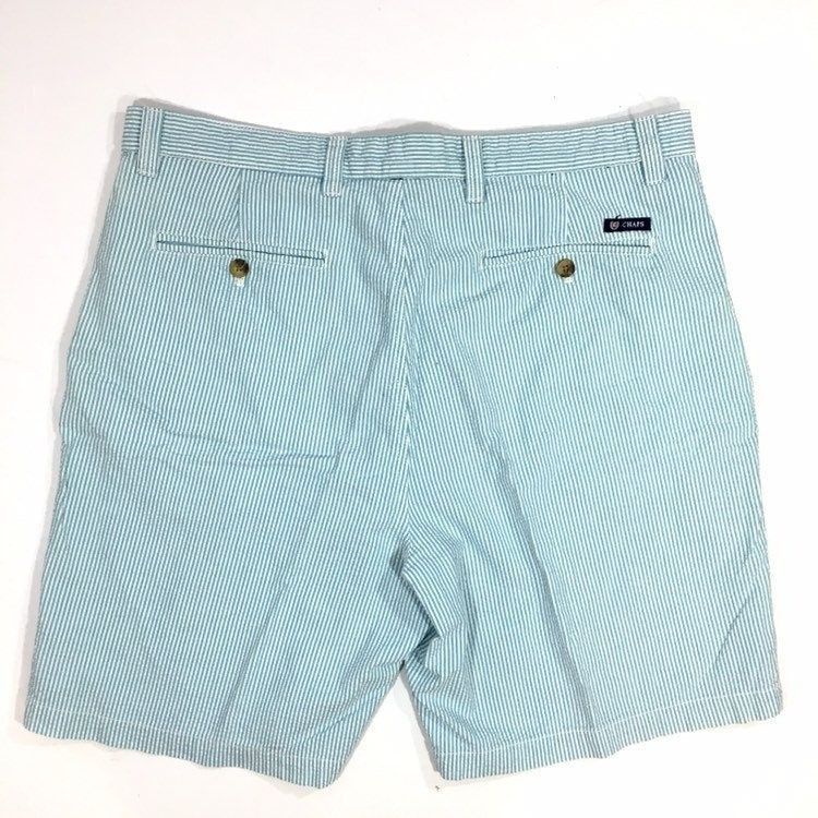 Chaps Ralph Lauren Chaps Ralph Lauren Aqua Blue White Stripe SEERSUCKER Shorts Size US 38 / EU 54 - 3 Thumbnail
