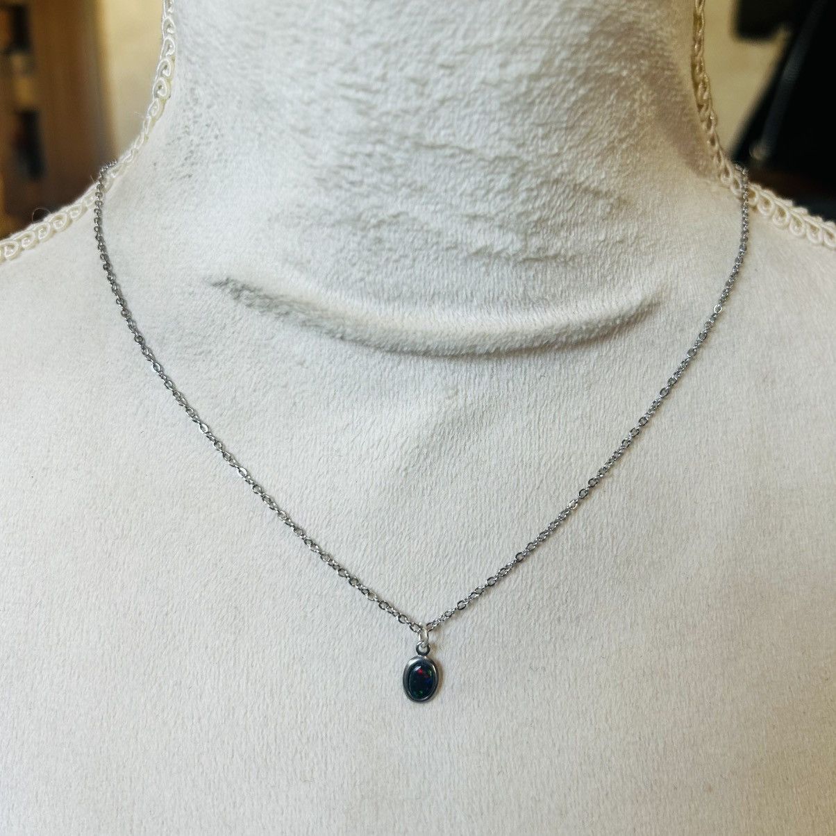 Handmade Handcrafted salvaged vintage simulated fire opal necklace Size ONE SIZE - 2 Thumbnail