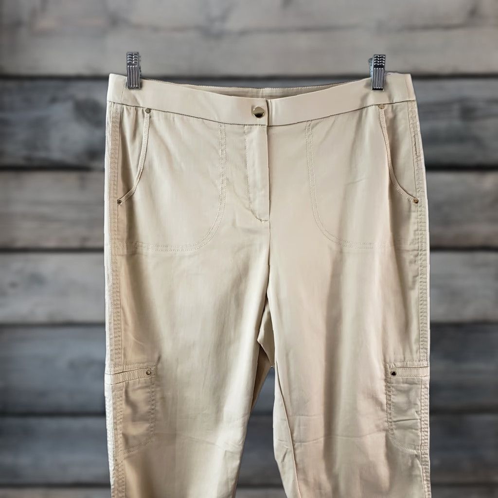 Vintage Chico's Womens Pants Sz 10 Roll Up High Rise Cotton Blend Tan Brown Inseam 27.5 Vintage: No Mens Womens Girls Boys Size 32" / US 10 / IT 46 - 1 Thumbnail