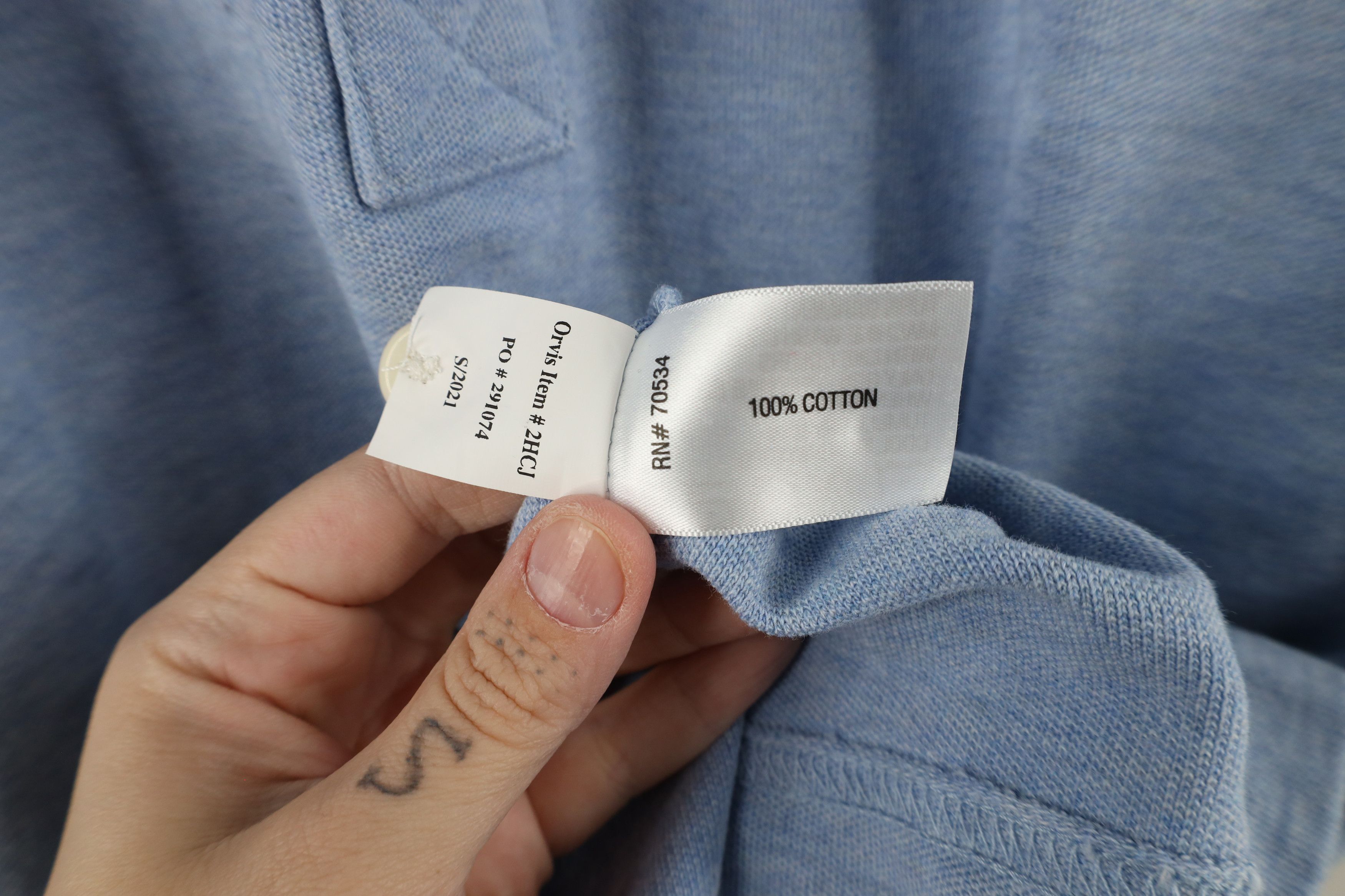 Orvis × Vintage Vintage Orvis Heavyweight Collared Polo Shirt Blue Cotton Size US L / EU 52-54 / 3 - 9 Thumbnail