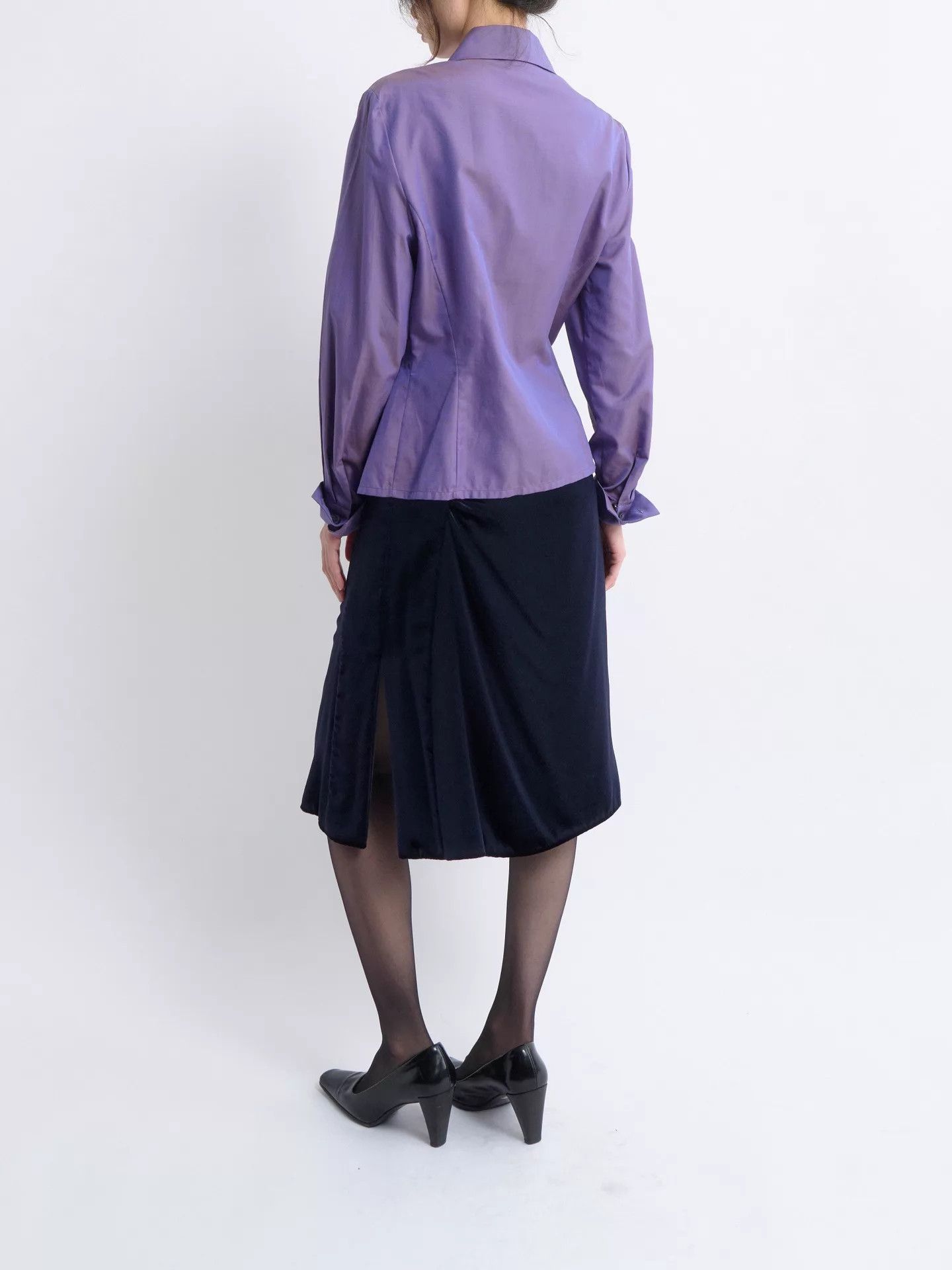 Celine CELINE 80s Purple Iridescent Tailored Shirt Women's Size 40 Size S / US 4 / IT 40 - 5 Thumbnail