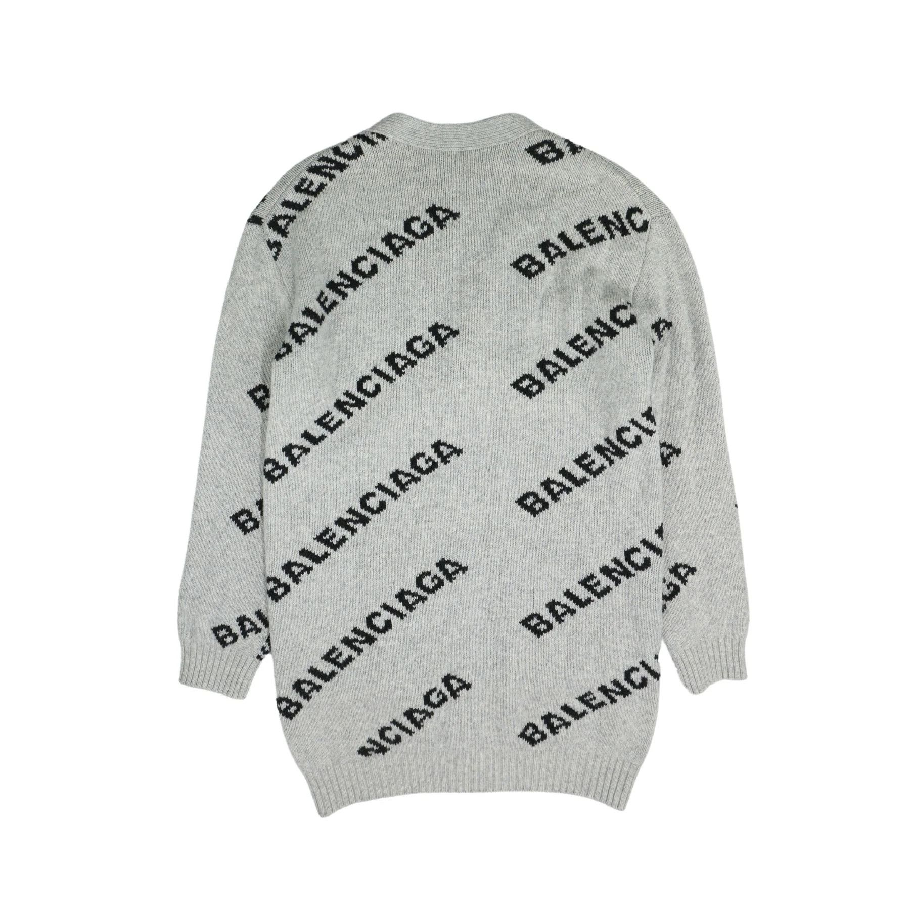 Balenciaga o1la1rc1a1124 Long Sleeve Mirror Cardigan in Grey/Black Size US L / EU 52-54 / 3 - 2 Thumbnail