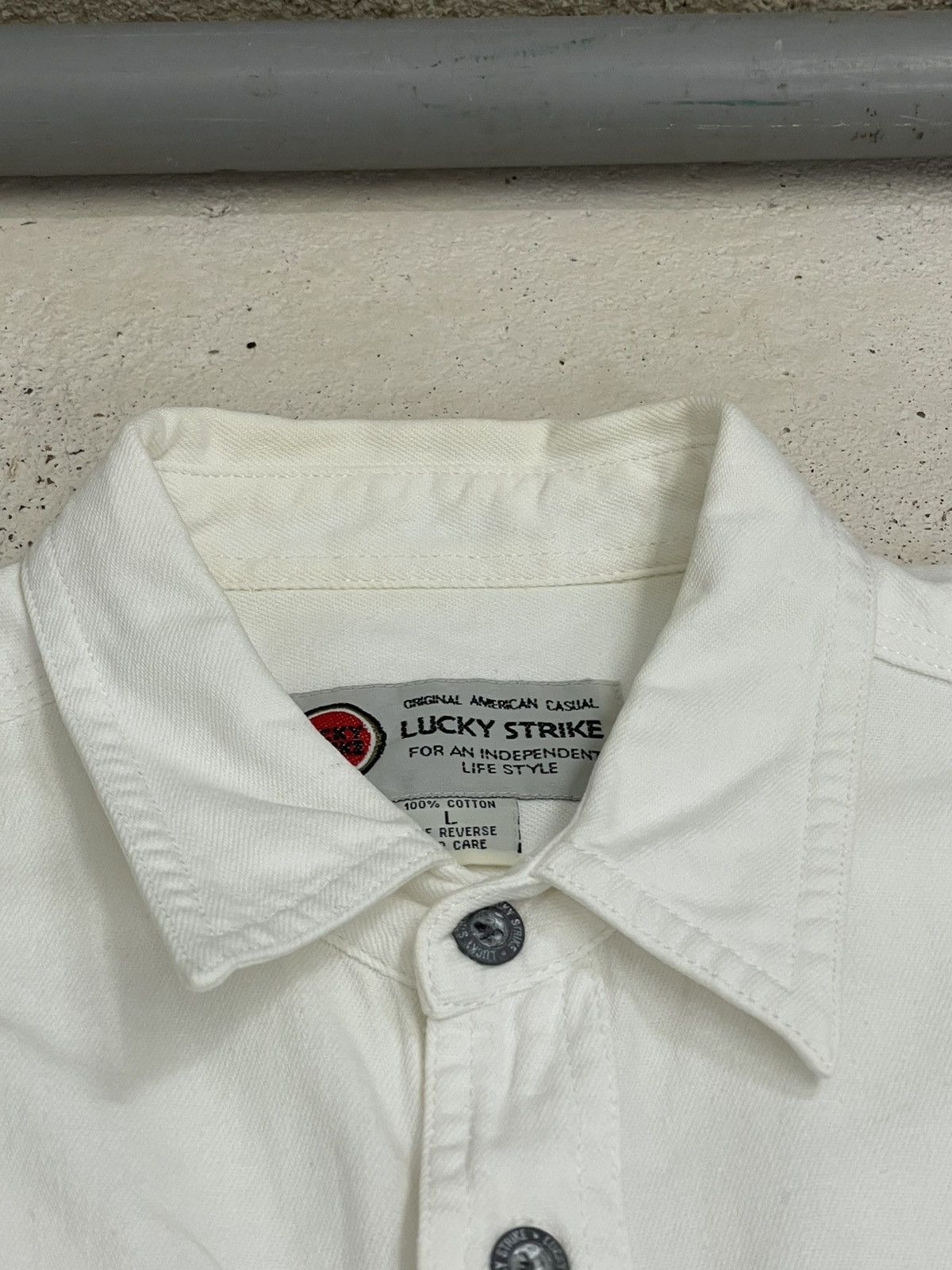 Lucky Brand × Vintage Vintage Rare Denim Lucky Strike Oversize Button Up Size US L / EU 52-54 / 3 - 10 Thumbnail
