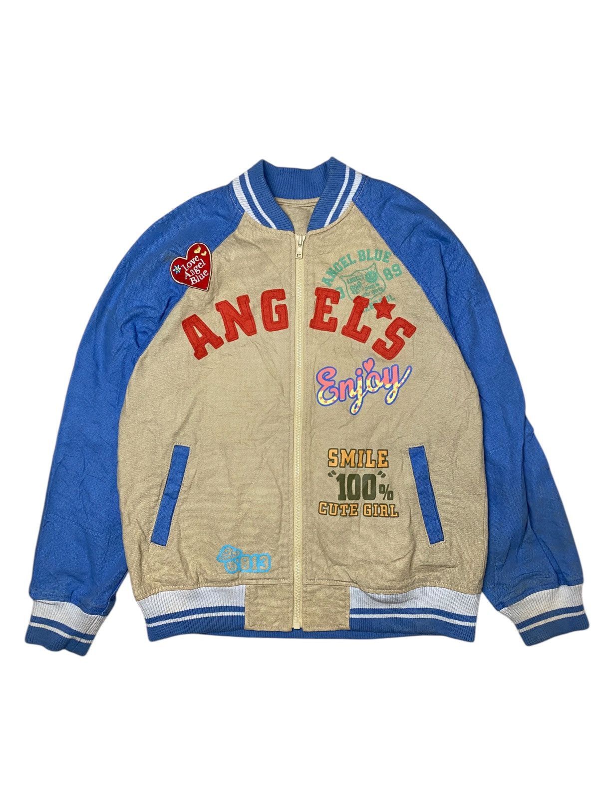 Angel Blue 2000's Angel Blue Patchwork Cute Varsity Jacket Size US M / EU 48-50 / 2 - 1 Thumbnail