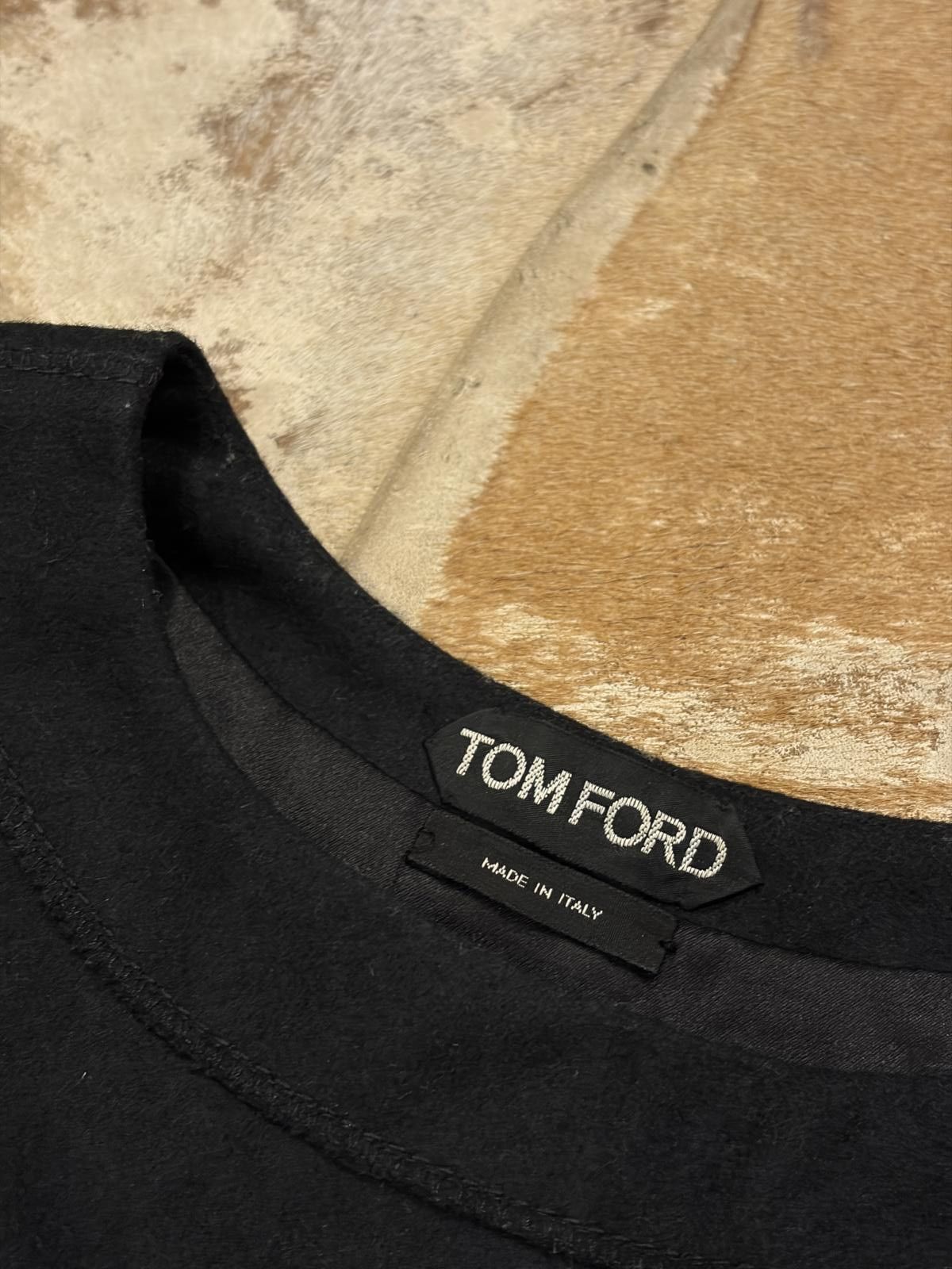 Tom Ford Tom Ford Black Wool-Silk Top with Leather Drawstring Detail Size S / US 4 / IT 40 - 2 Thumbnail