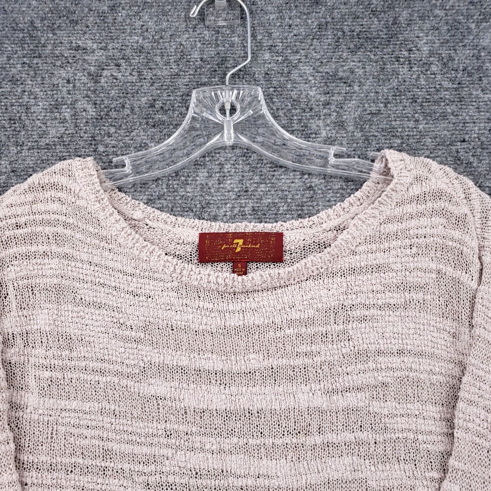 7 For All Mankind 7 For All Mankind Womens S Small Beige Knit Pullover Sweater Jumper Long Sleeve Size S / US 4 / IT 40 - 3 Thumbnail
