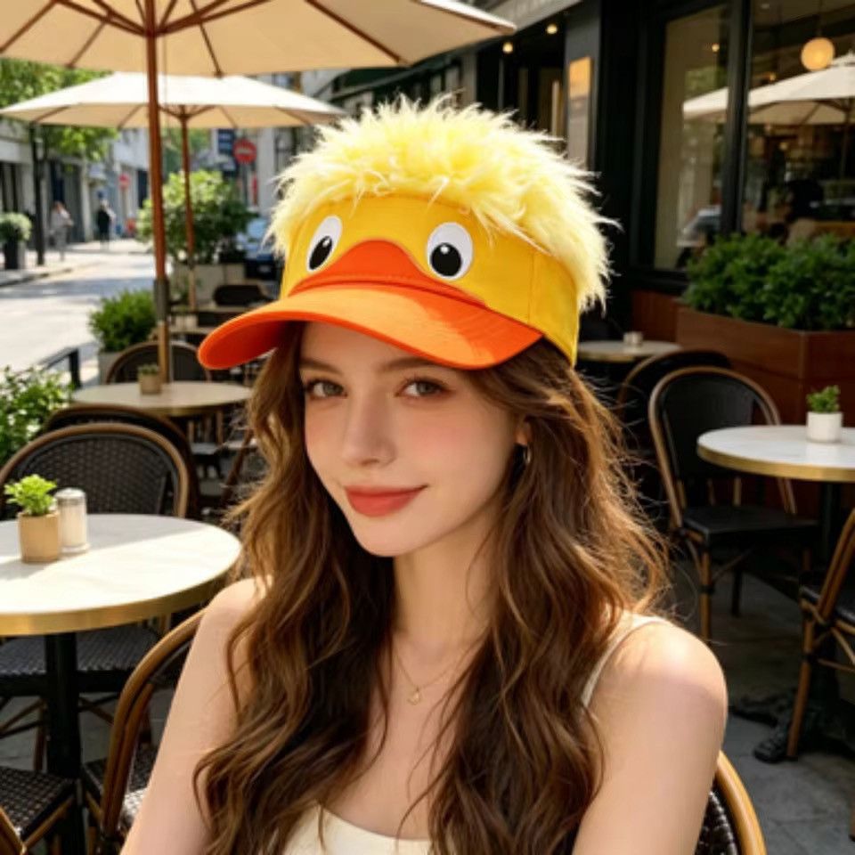 Japanese Brand Funny Duck Visor Hat with Fake Hair Size ONE SIZE - 6 Thumbnail