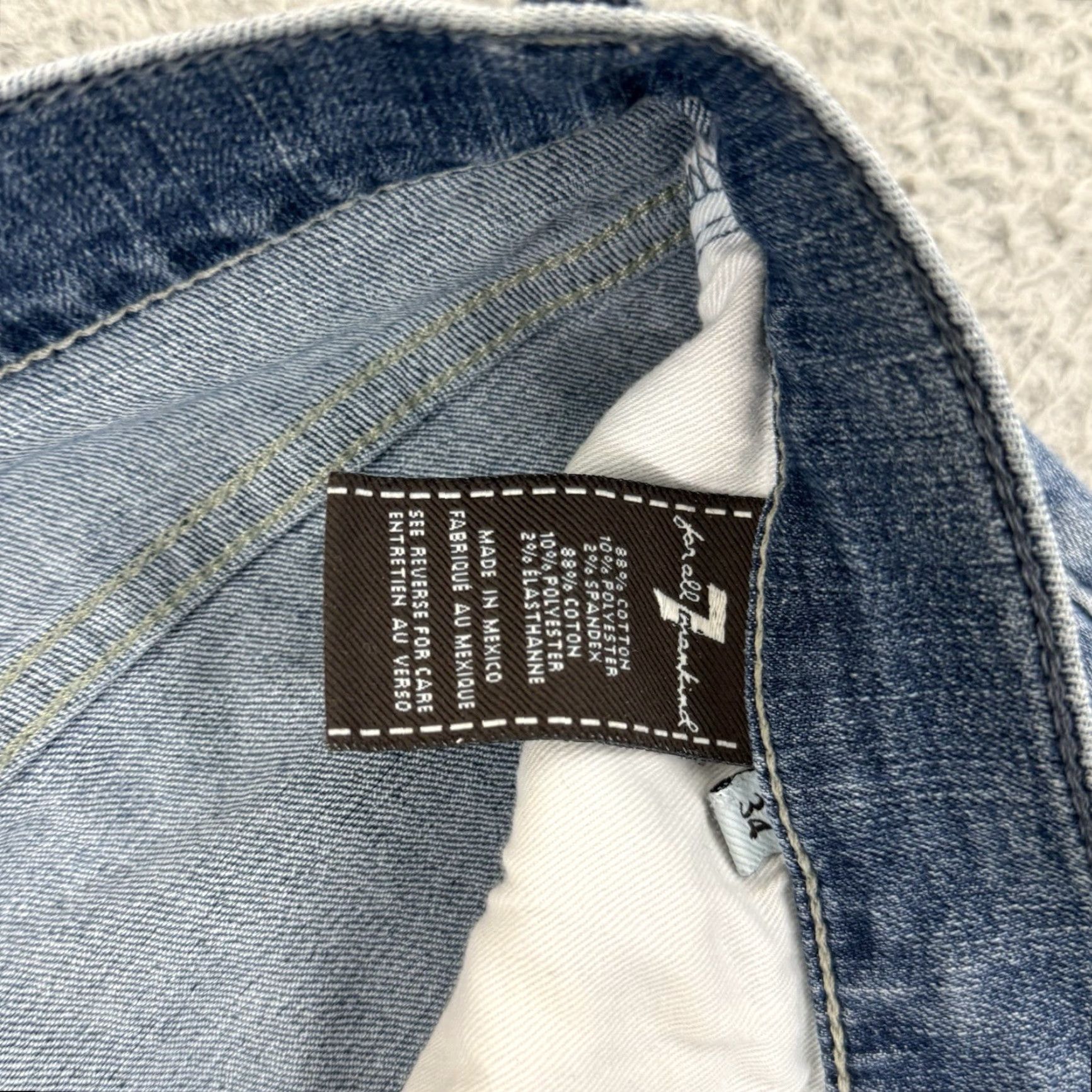 7 For All Mankind 7 For All Mankind Bootcut Jeans Mens 34x31 Blue Light Wash Denim Stretch Regular Slim Fit Pockets Logo USA City 7 For All Mankind Austyn Mens Jeans Size US 34 / EU 50 - 5 Thumbnail