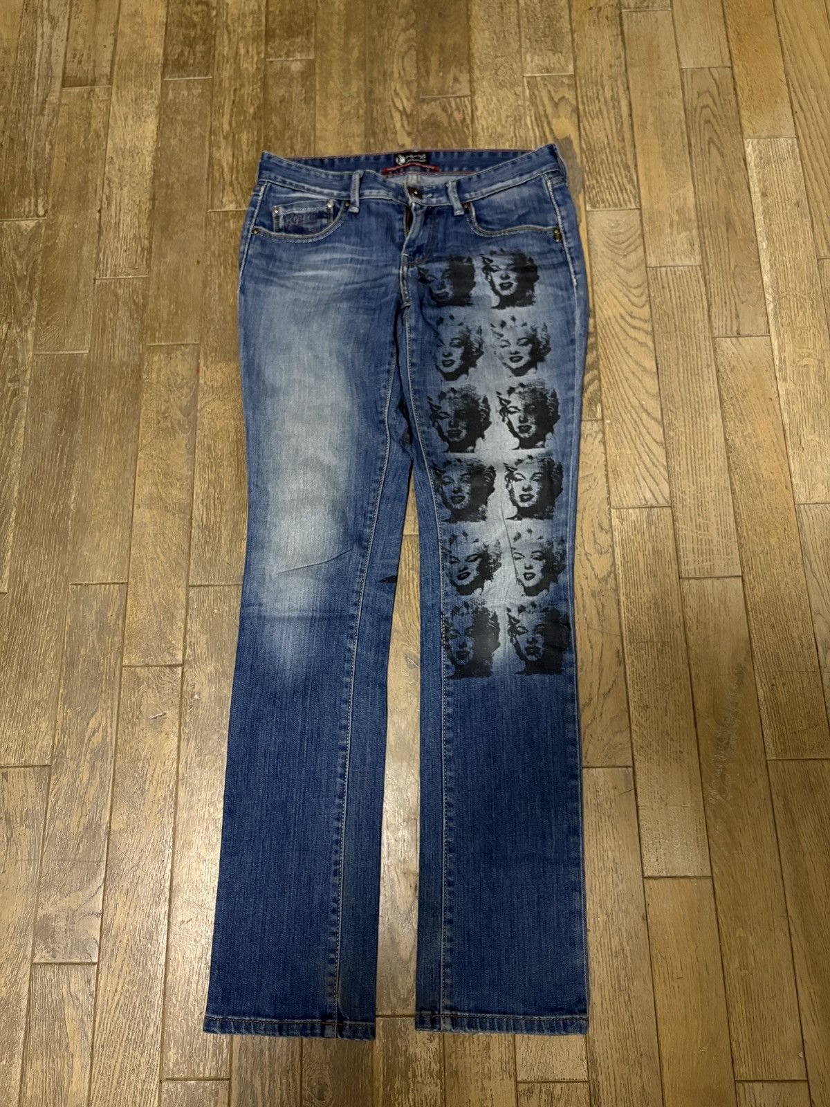 Andy Warhol Pepe Jeans Andy Warhol Marilyn Monroe Graphic Jeans Y2K Punk Size US 29 - 1 Thumbnail