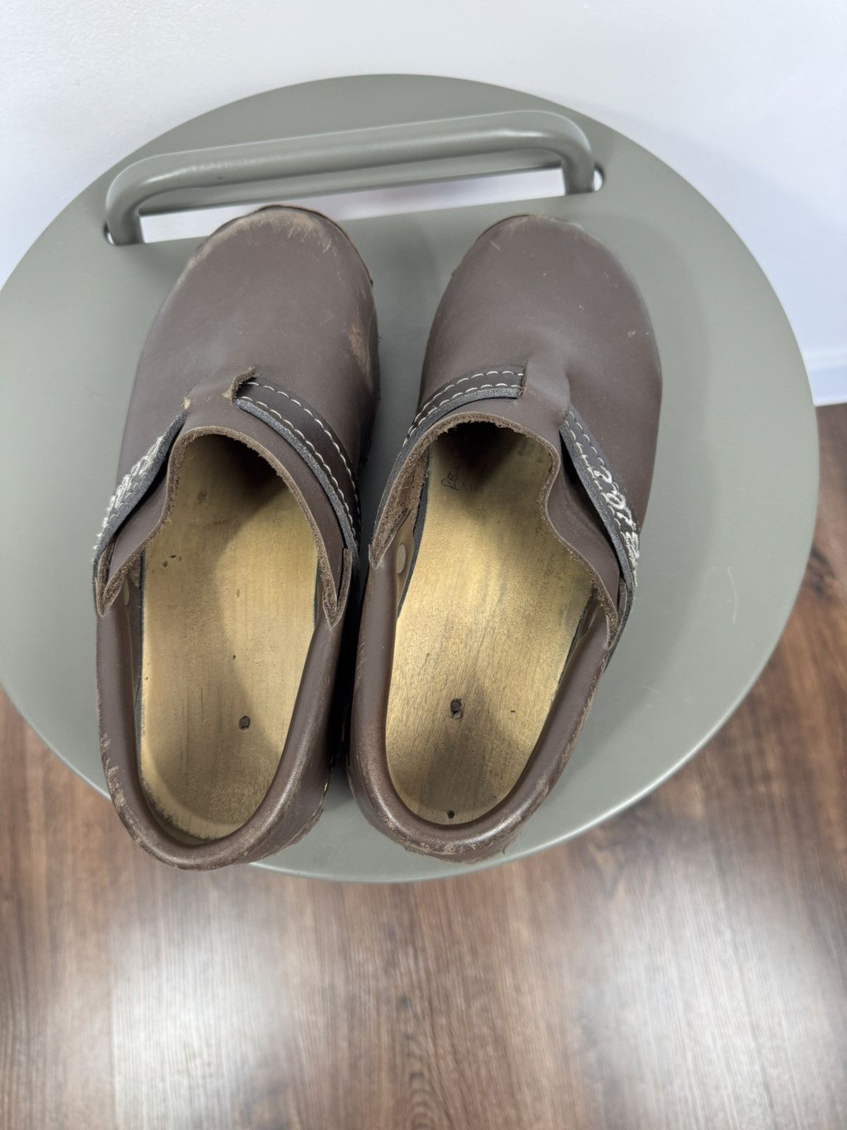 Other Vintage Brown Leather Clogs Wooden Sole Slip On Shoes EU 38 Size US 7 / IT 37 - 10 Thumbnail