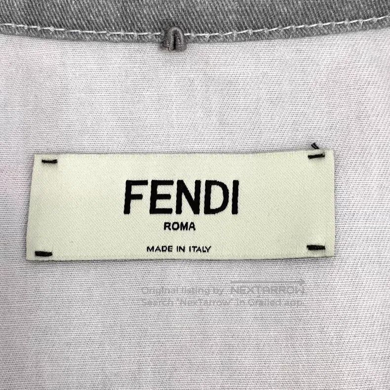 Fendi Fendi 2022 Grey Green Logo Relief Cotton Collar Long Sleev Size XS / US 0-2 / IT 36-38 - 6 Thumbnail