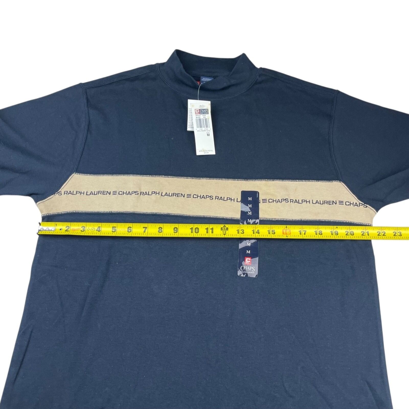 Chaps Ralph Lauren NEW Ralph Lauren Chaos Men's Y2K Mock Neck T-Shirt Navy/Beig Size US M / EU 48-50 / 2 - 7 Thumbnail