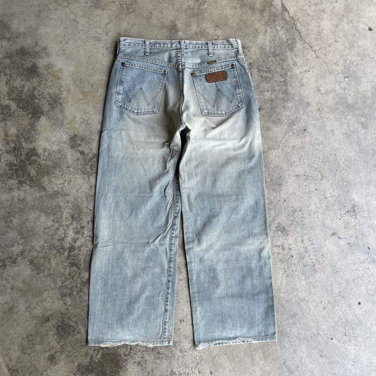 Wrangler 🔥Vintage 80s Wrangler Stoned Washed Ripped Distress Jeans Size US 32 / EU 48 - 4 Thumbnail