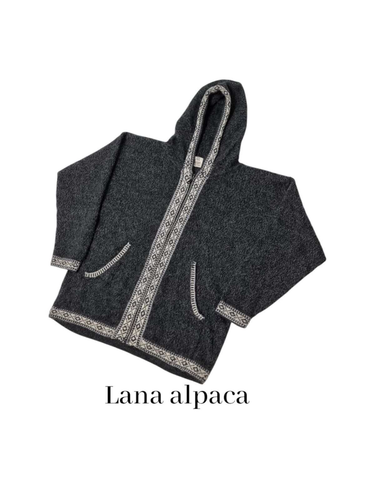 Vintage Peruvian Alpaca wool hoodie sweater L Size L / US 10 / IT 46 - 1 Thumbnail