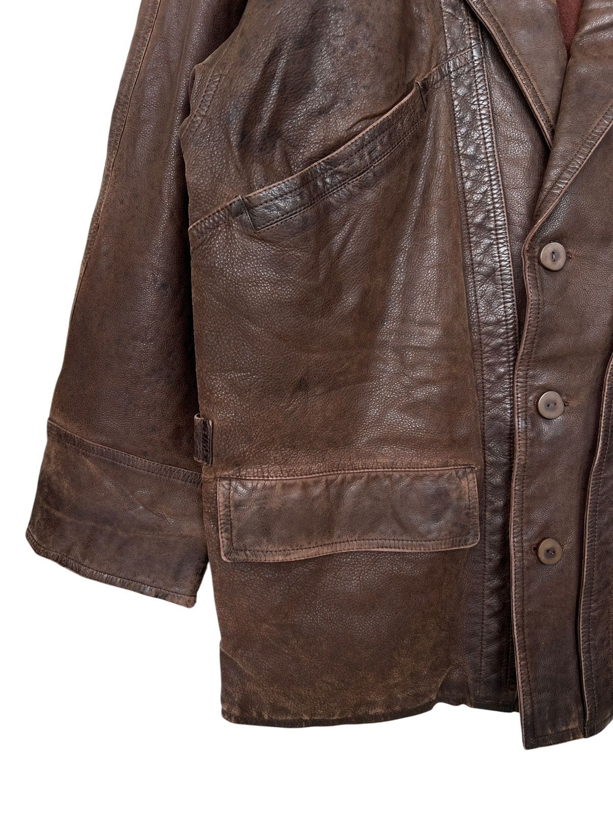 Vintage Vintage 70s Brown Long Leather Coat Jacket Size US L / EU 52-54 / 3 - 6 Thumbnail
